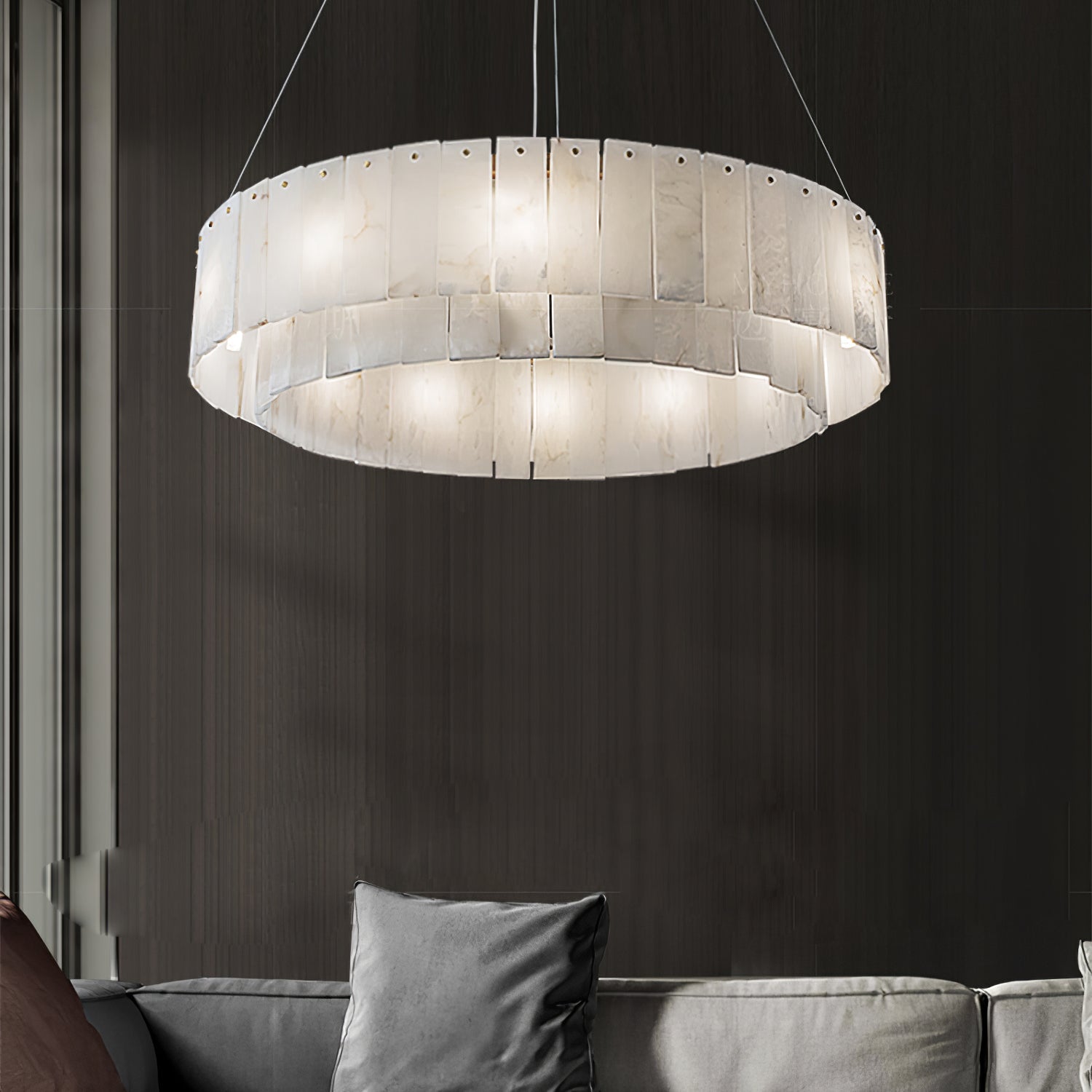 Zelaean Alabaster Round Pendant Light - Blowlighting
