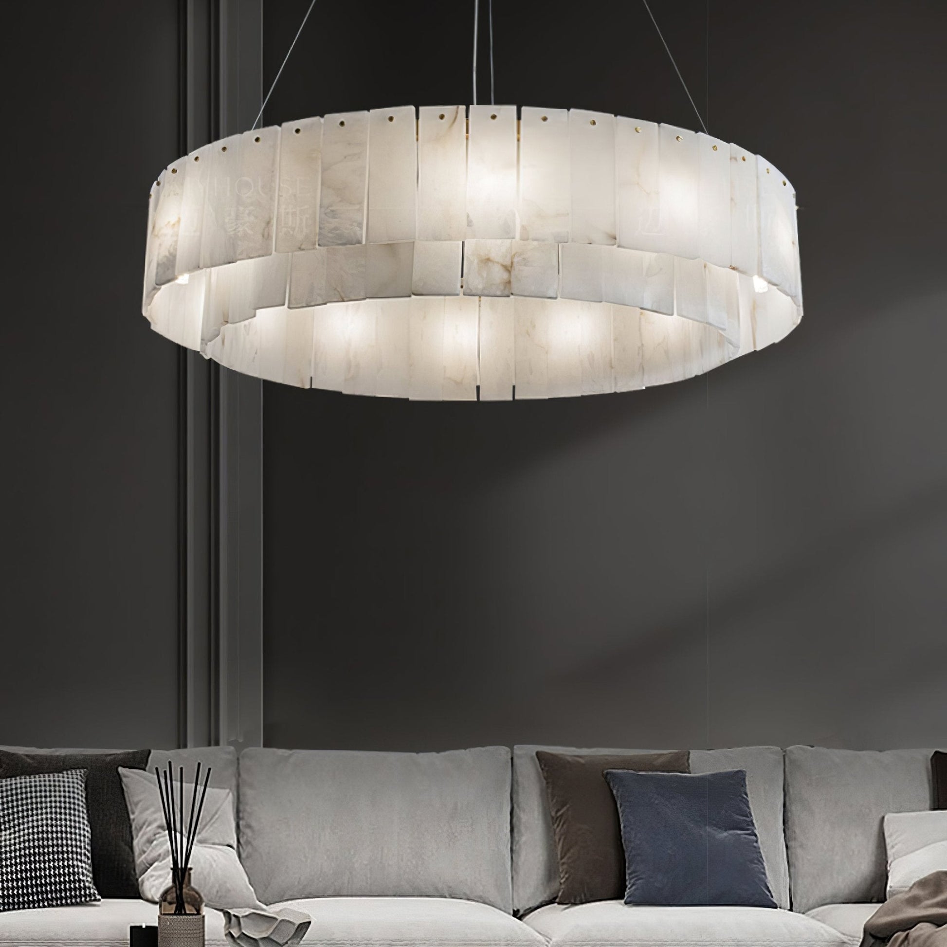 Zelaean Alabaster Round Pendant Light - Blowlighting