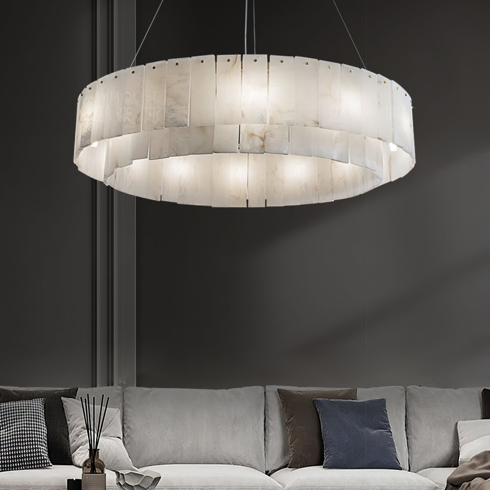Zelaean Alabaster Round Pendant Light - Blowlighting
