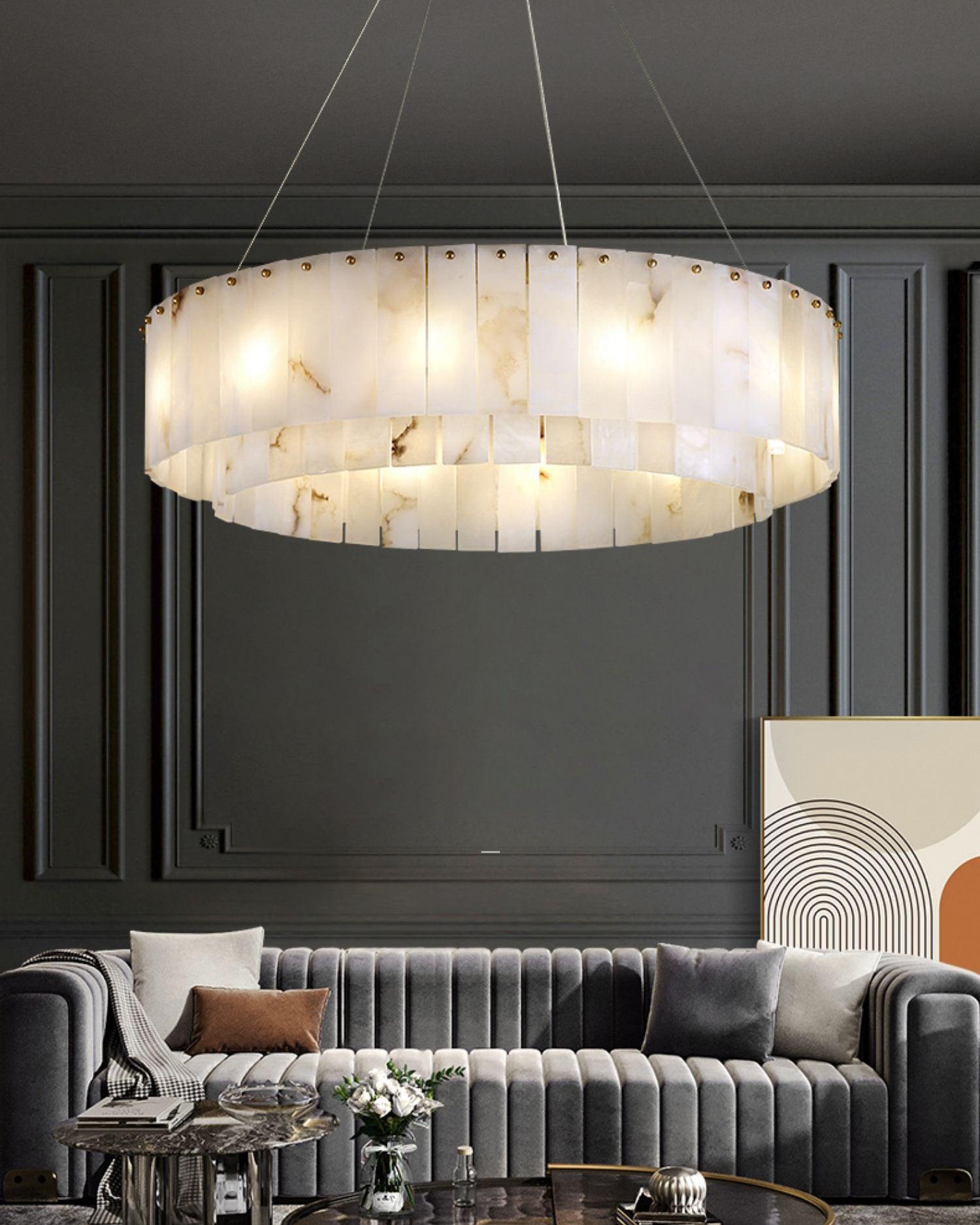 Zelaean Alabaster Round Pendant Light - Blowlighting