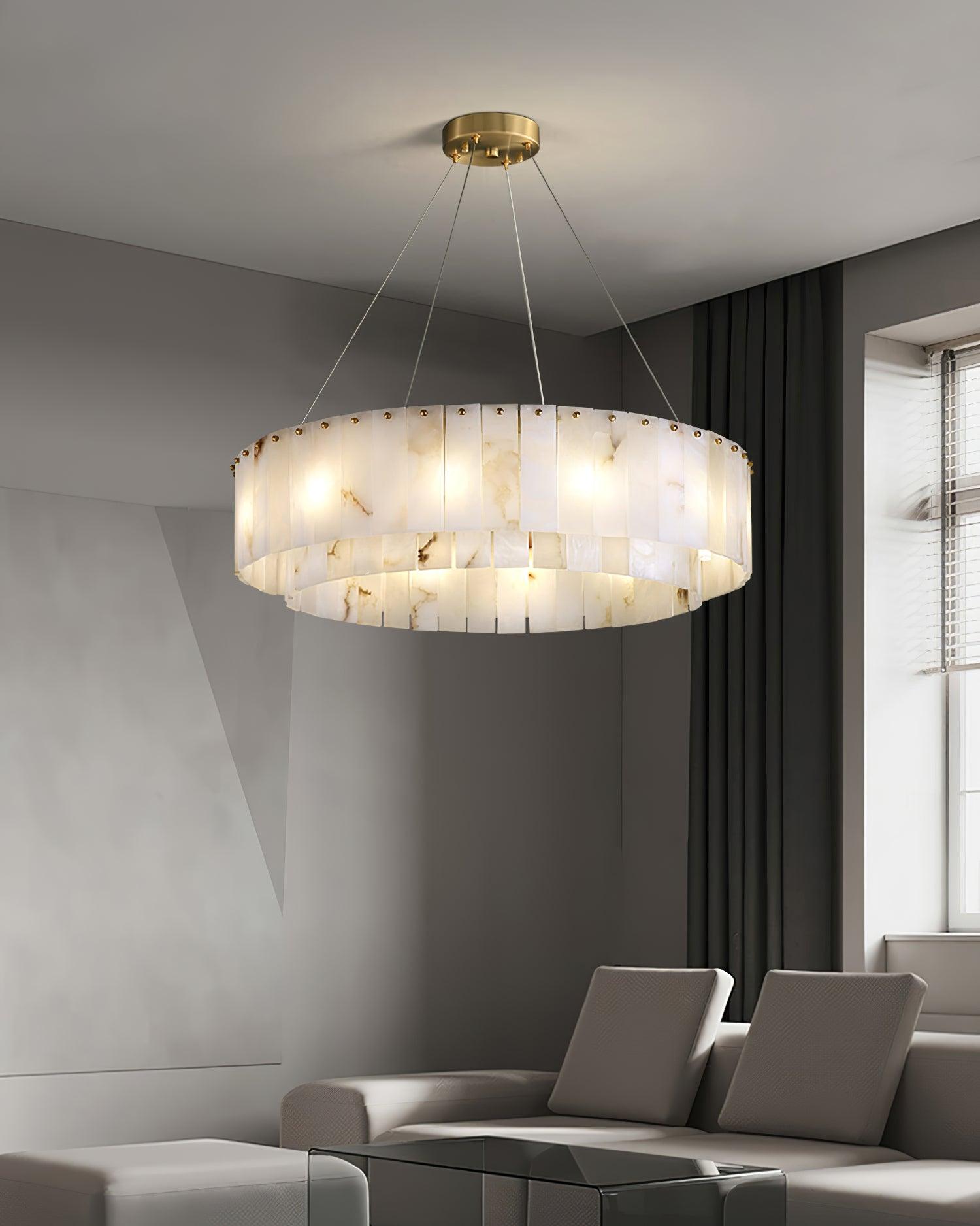 Zelaean Alabaster Round Pendant Light - Blowlighting