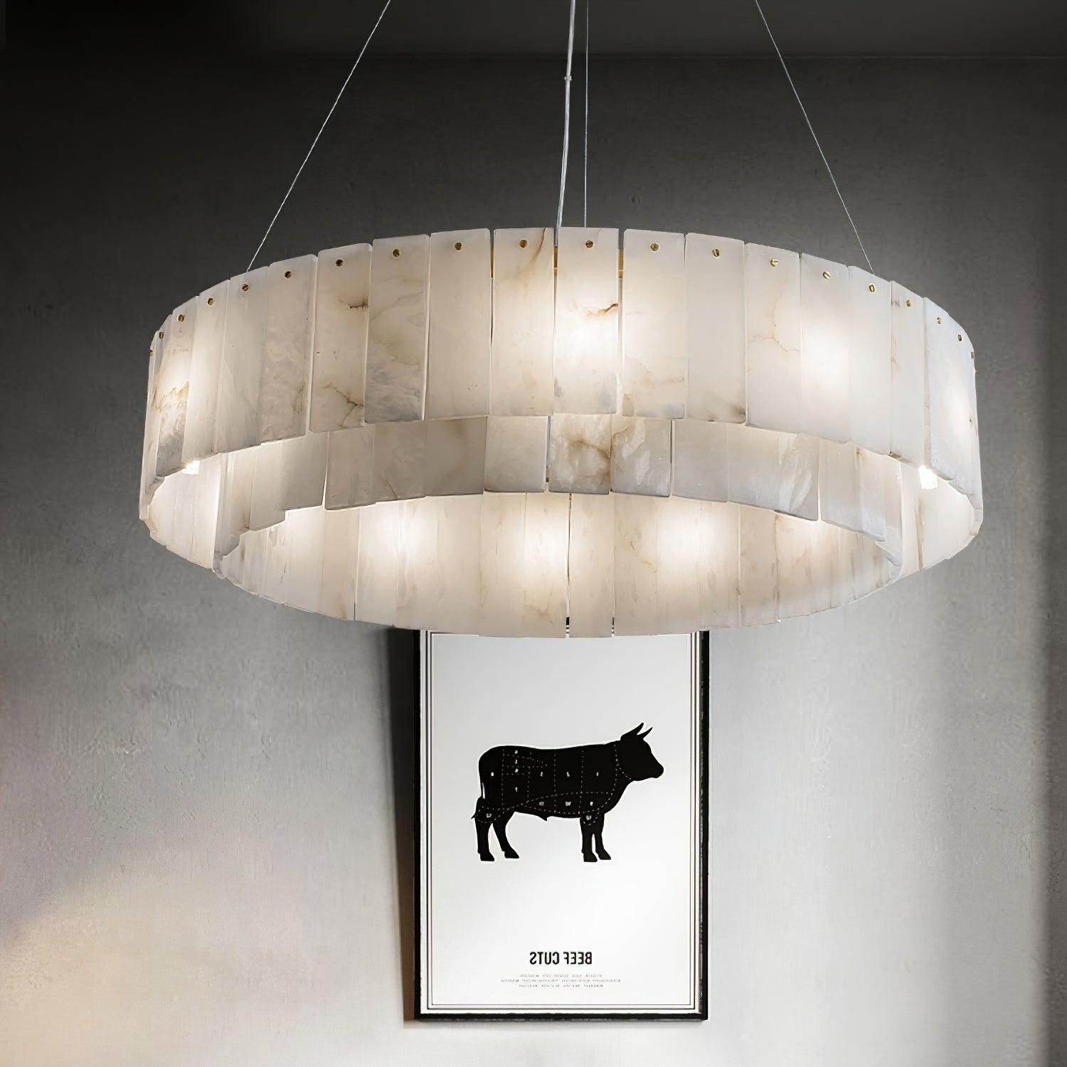 Zelaean Alabaster Round Pendant Light - Blowlighting
