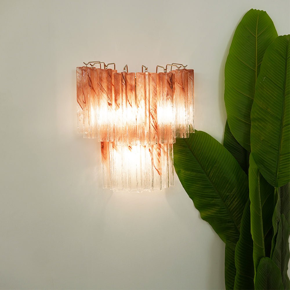 Aurora Wall Light Rose Glass Blades Romantic Watercolor - Blowlighting