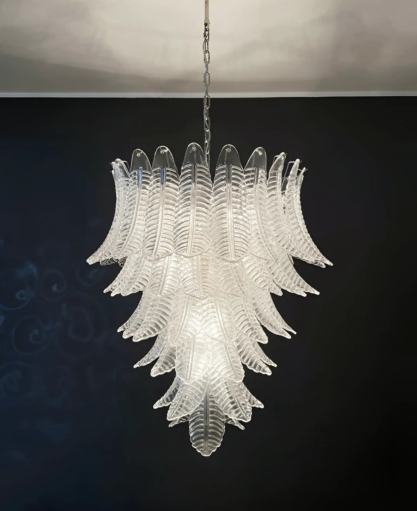 Aurora Chandelier Clear Glass Leaf Cascading Elegant - Blowlighting