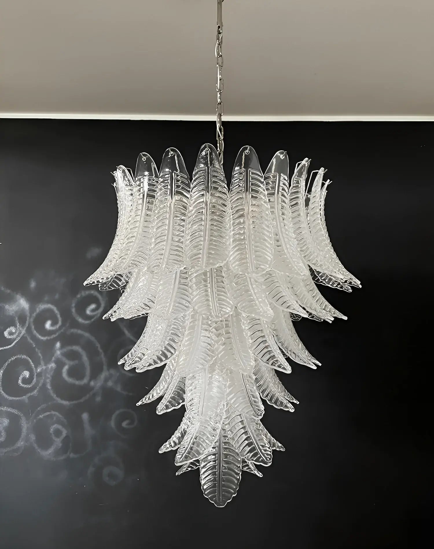 Aurora Chandelier Clear Glass Leaf Cascading Elegant - Blowlighting