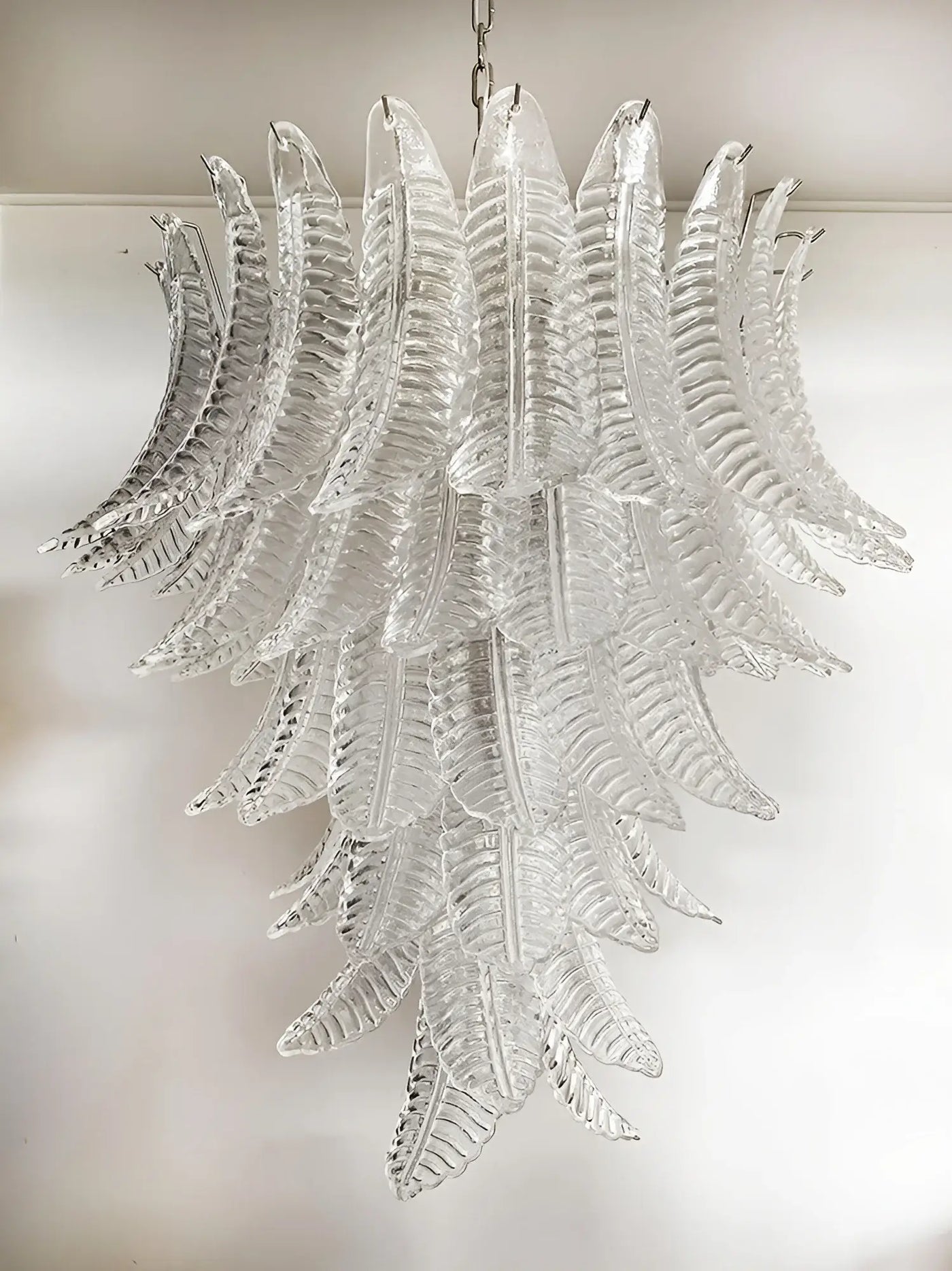 Aurora Chandelier Clear Glass Leaf Cascading Elegant - Blowlighting