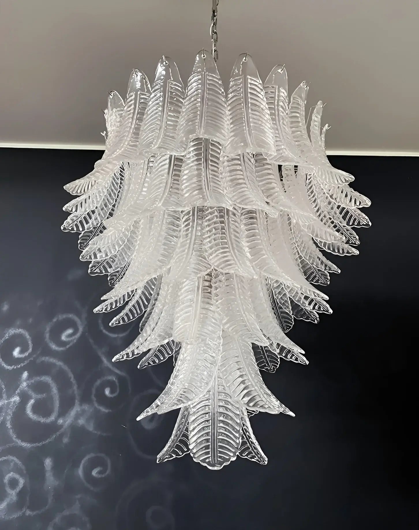 Aurora Chandelier Clear Glass Leaf Cascading Elegant - Blowlighting