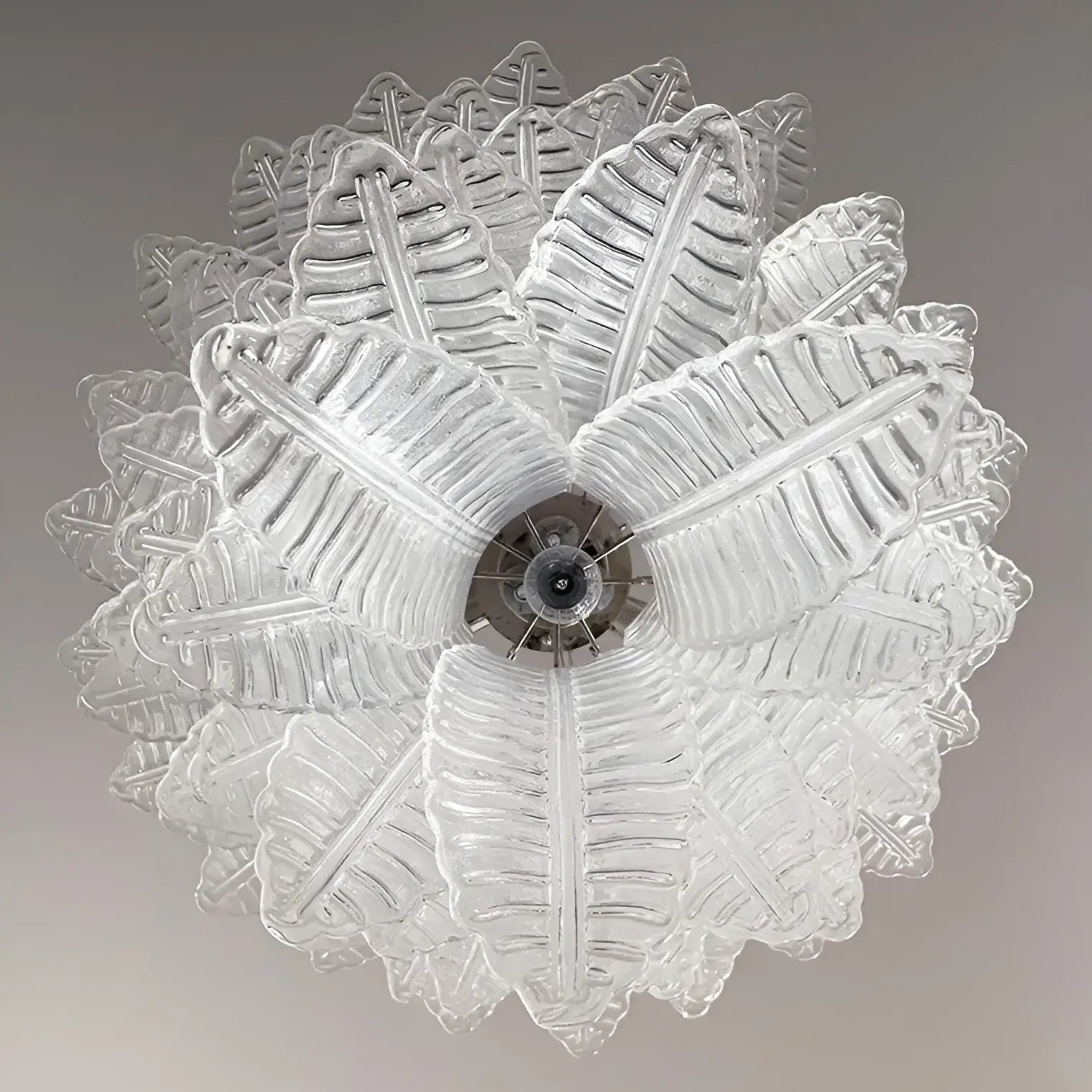 Aurora Chandelier Clear Glass Leaf Cascading Elegant - Blowlighting