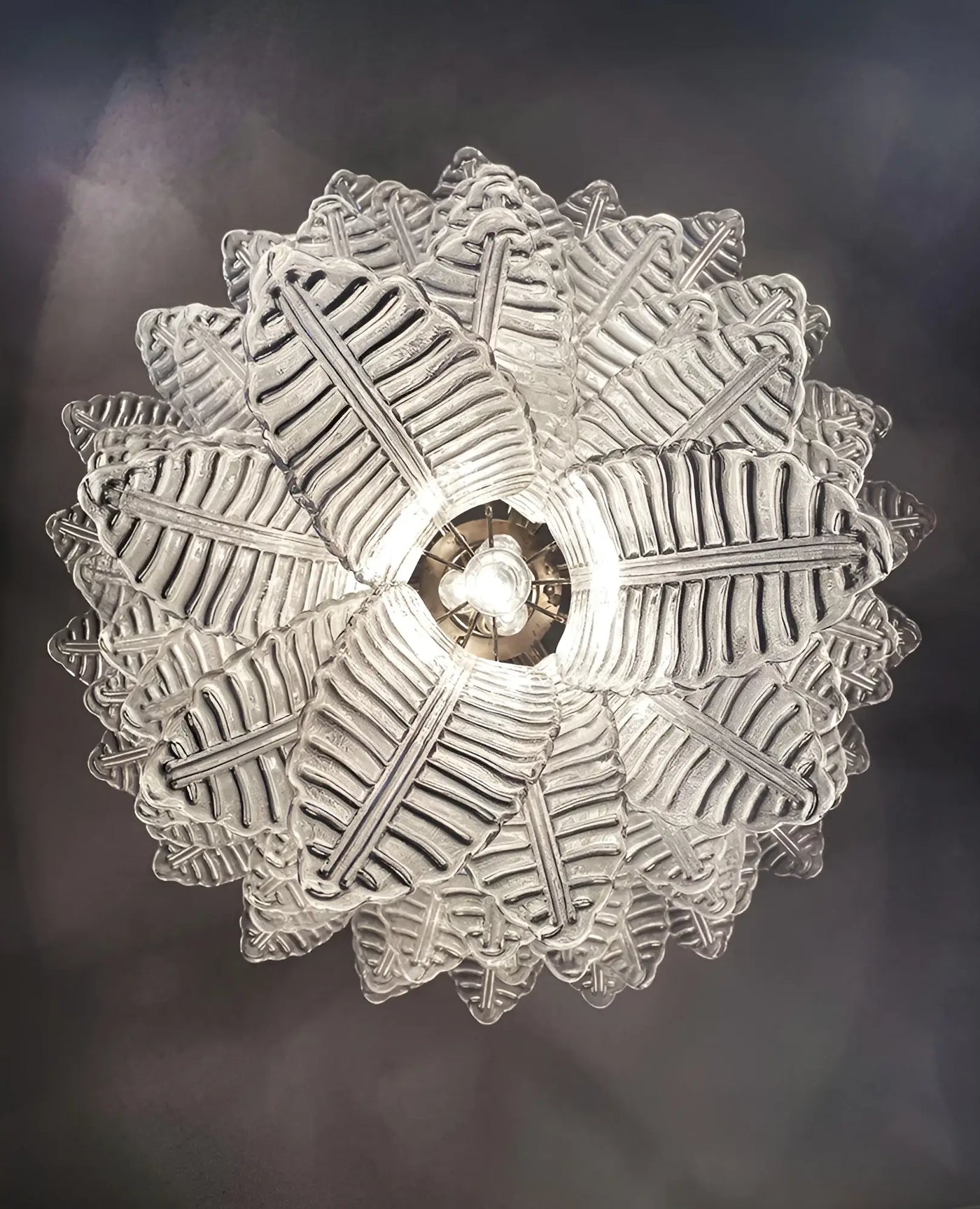 Aurora Chandelier Clear Glass Leaf Cascading Elegant - Blowlighting