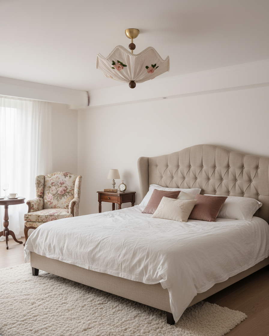 RoseLace Natural Fabric Ceiling Light