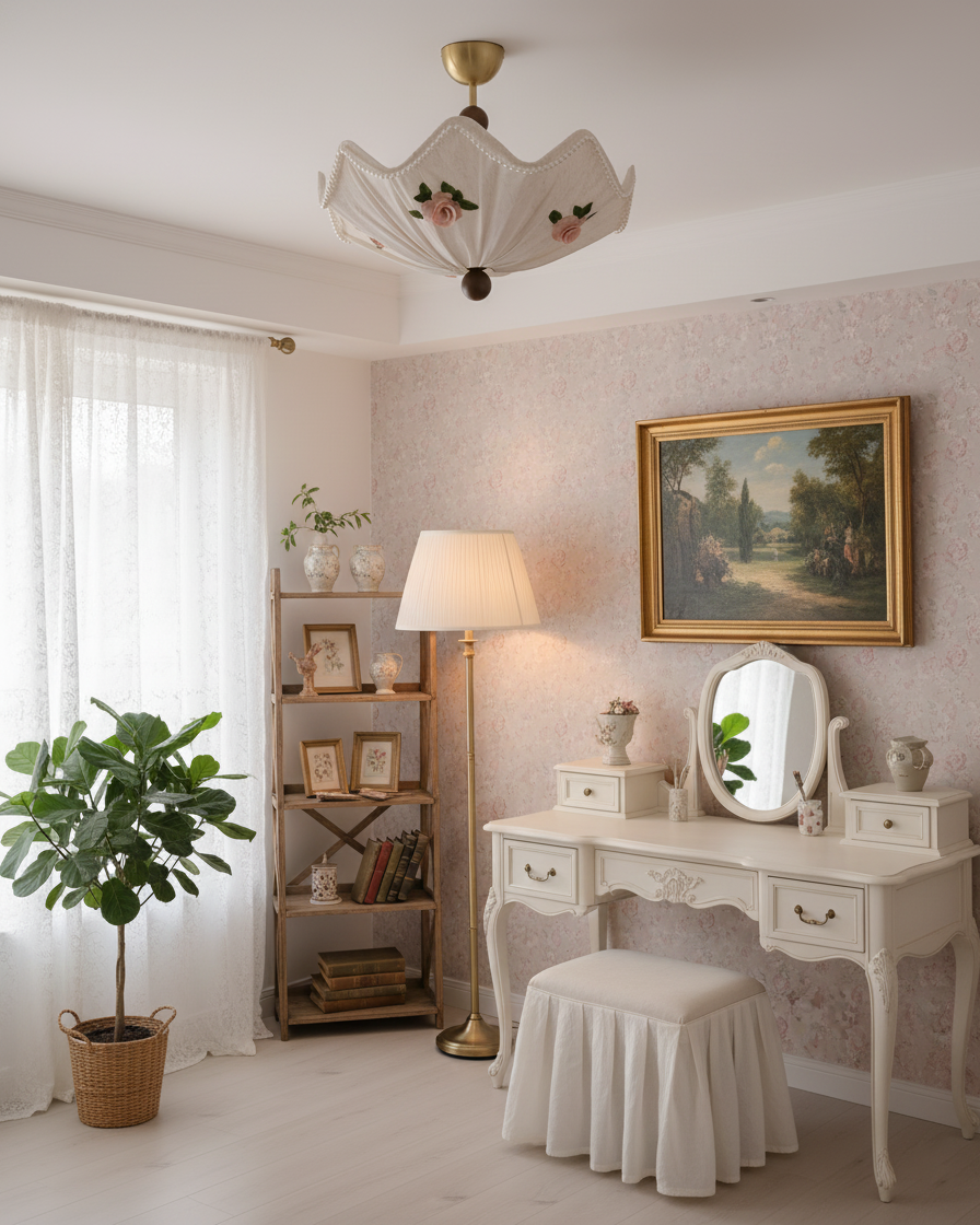 RoseLace Natural Fabric Ceiling Light