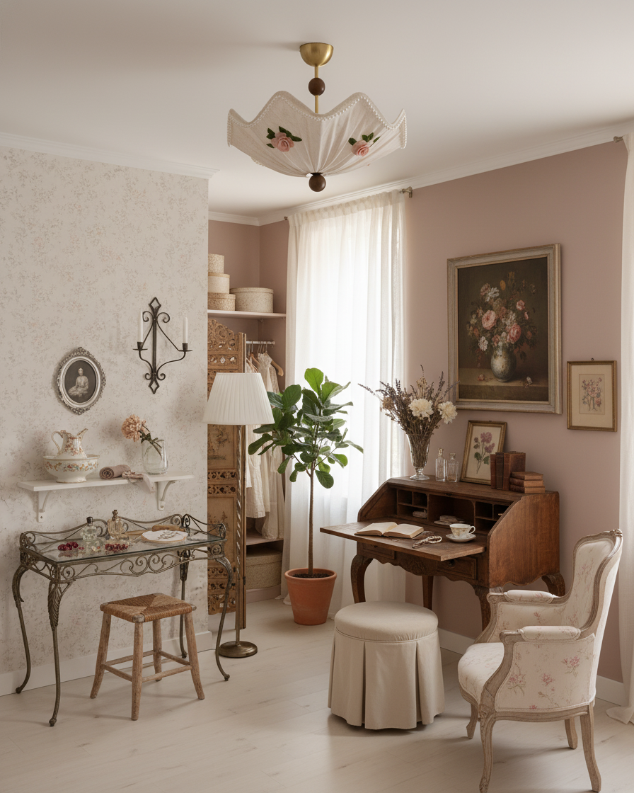 RoseLace Natural Fabric Ceiling Light