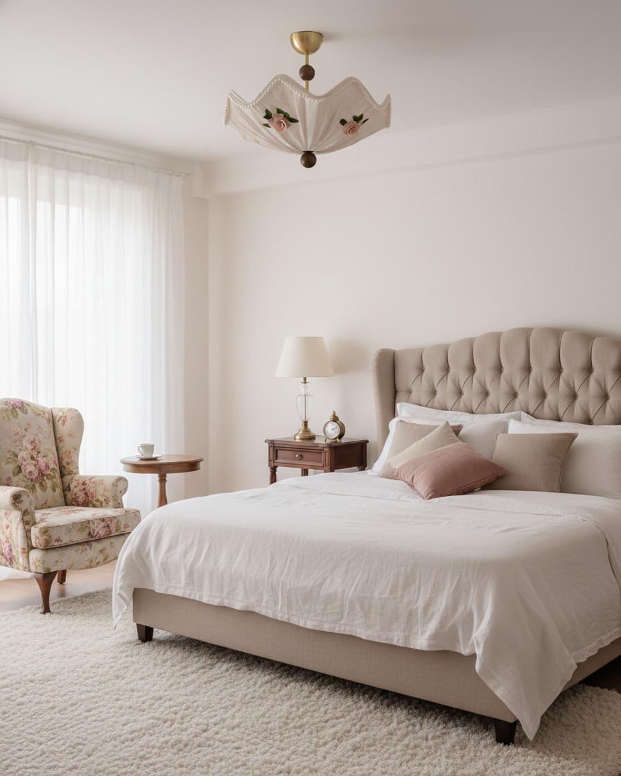 RoseLace Natural Fabric Ceiling Light