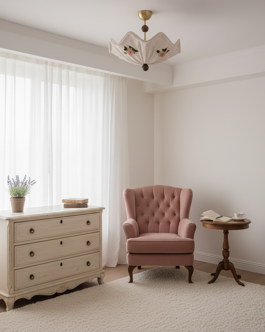RoseLace Natural Fabric Ceiling Light