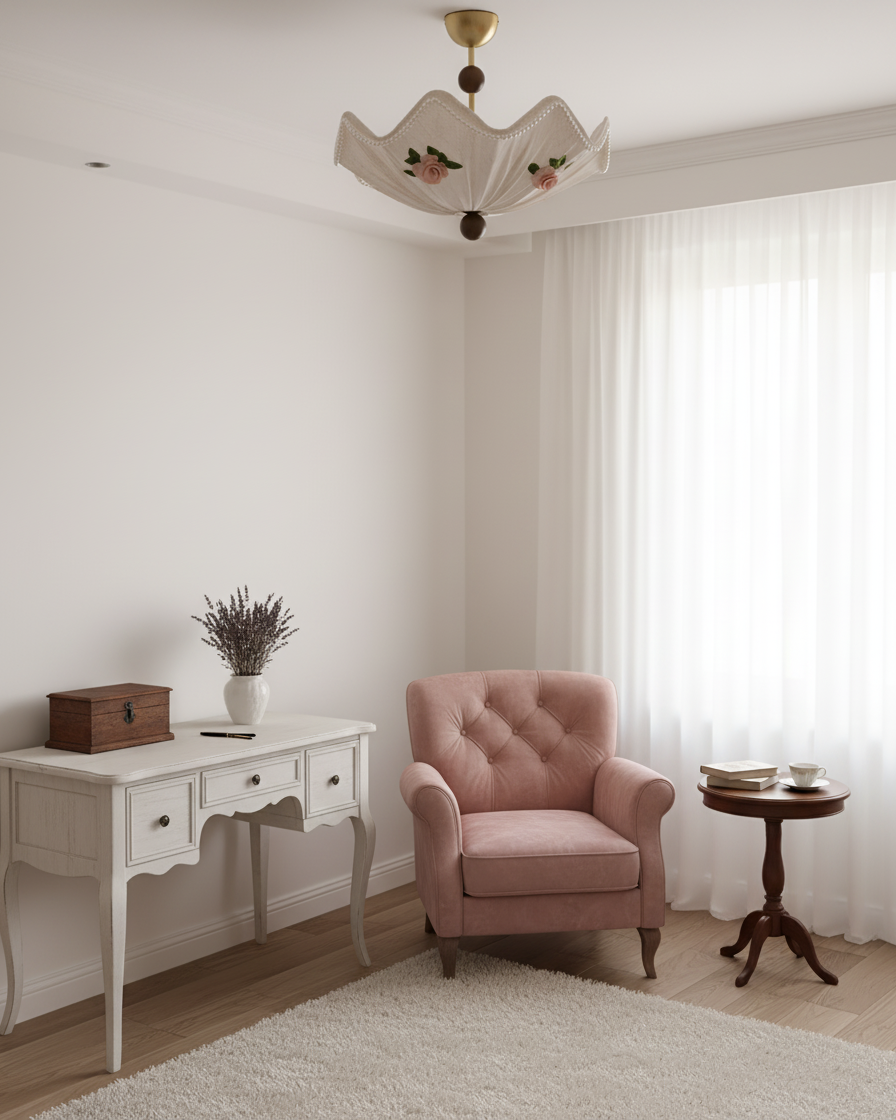 RoseLace Natural Fabric Ceiling Light