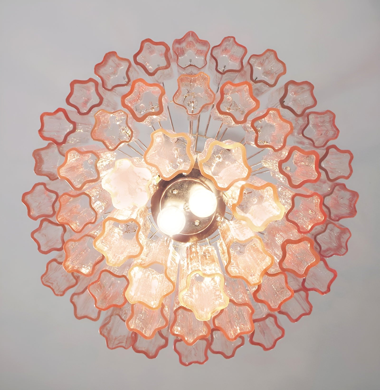 Aurora Chandelier Pink Glass Tubes Layered Modern - Blowlighting