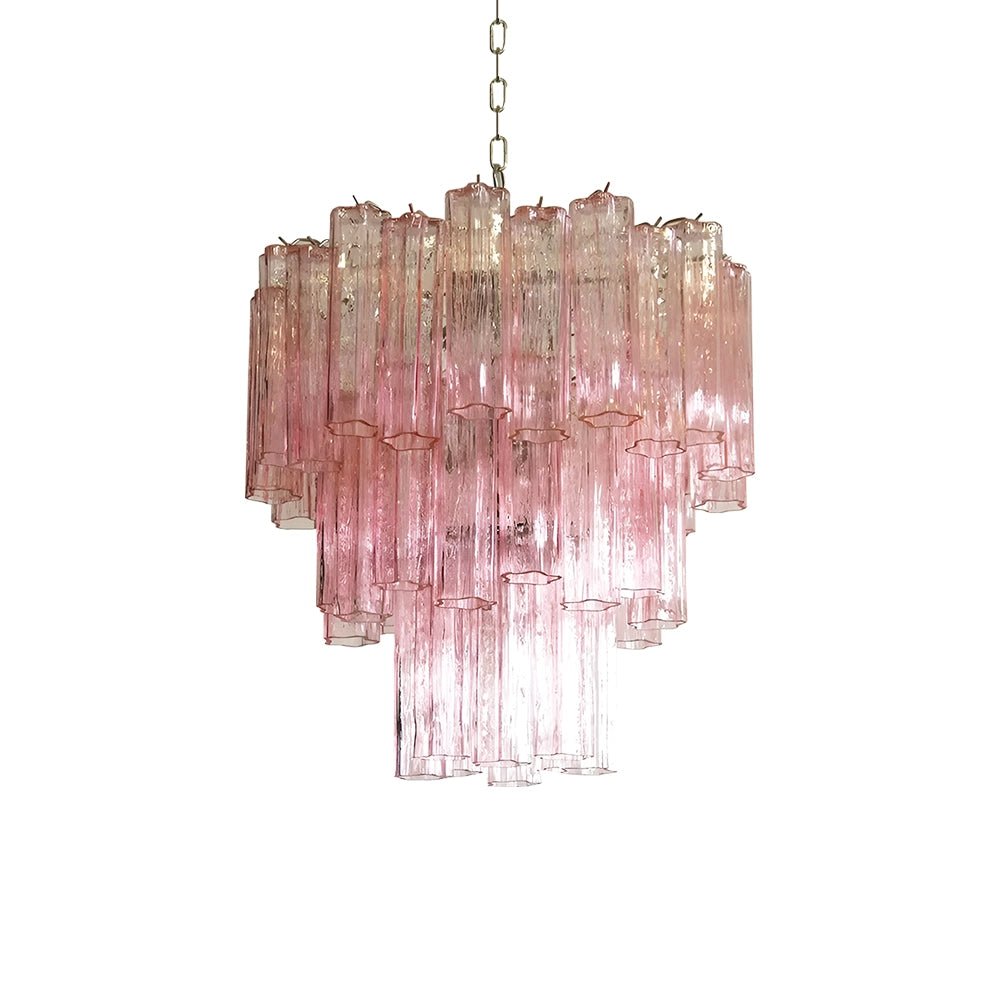 Aurora Chandelier Pink Glass Tubes Layered Modern - Blowlighting