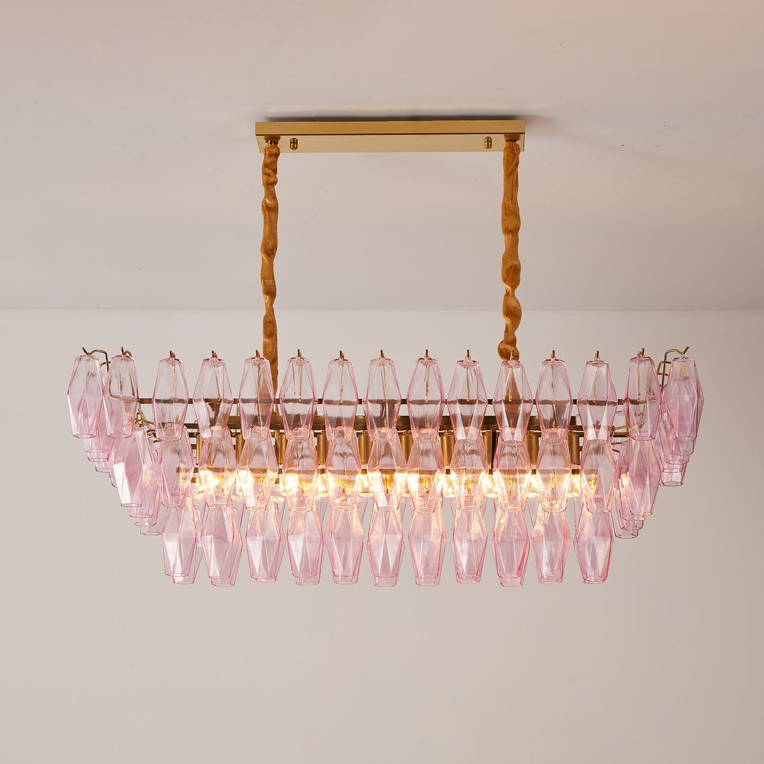 Aurora Chandelier Rose Prism Glass Rectangular Layered - Blowlighting