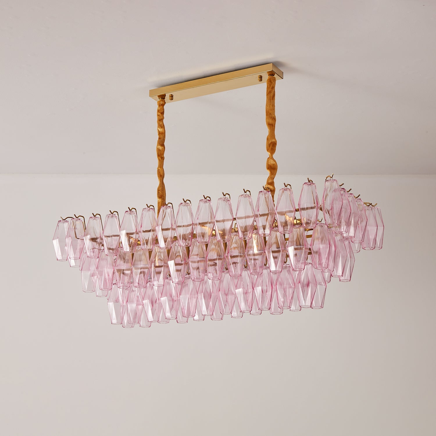 Aurora Chandelier Rose Prism Glass Rectangular Layered - Blowlighting