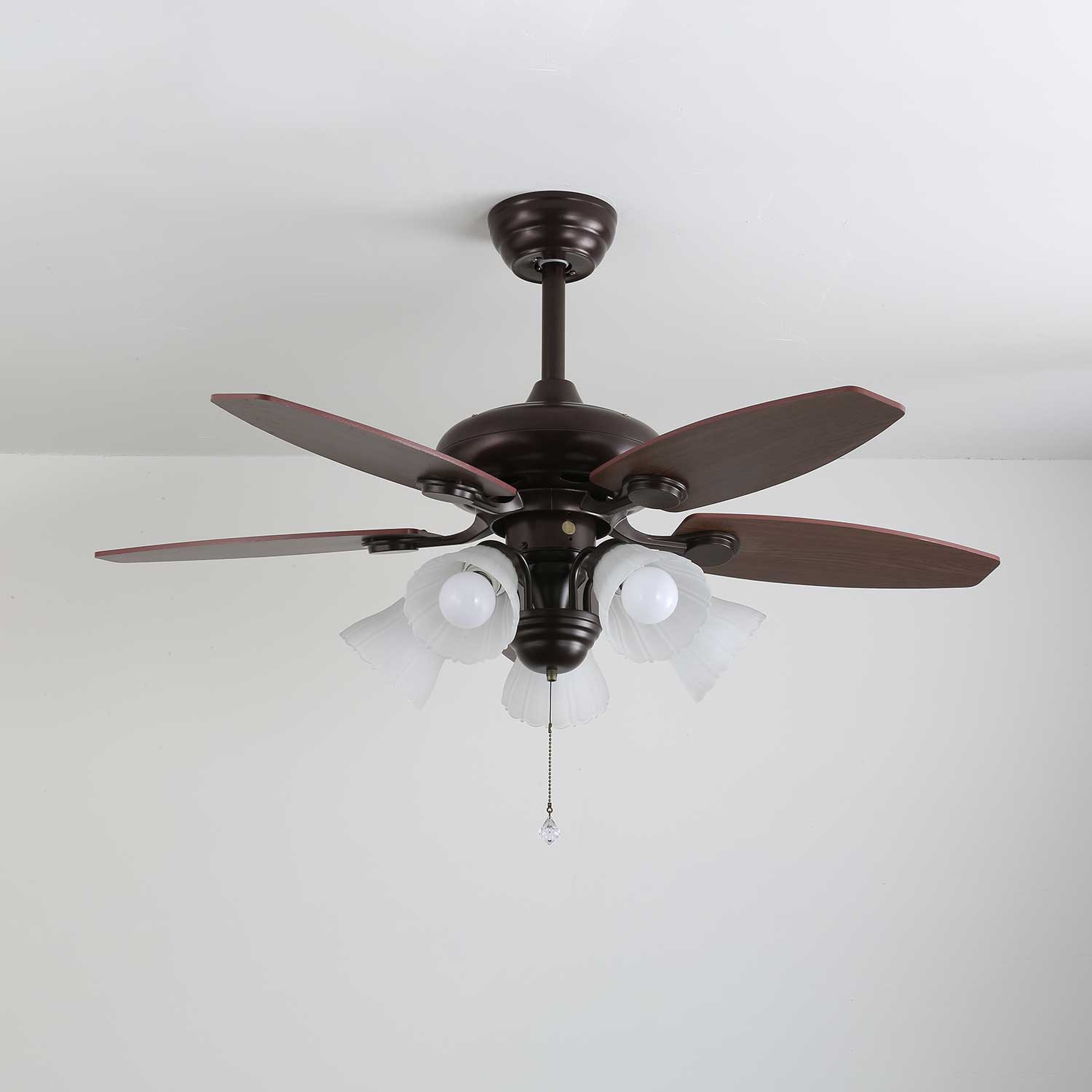 Florence Vintage Wood Glass Ceiling Fan Light - Blowlighting