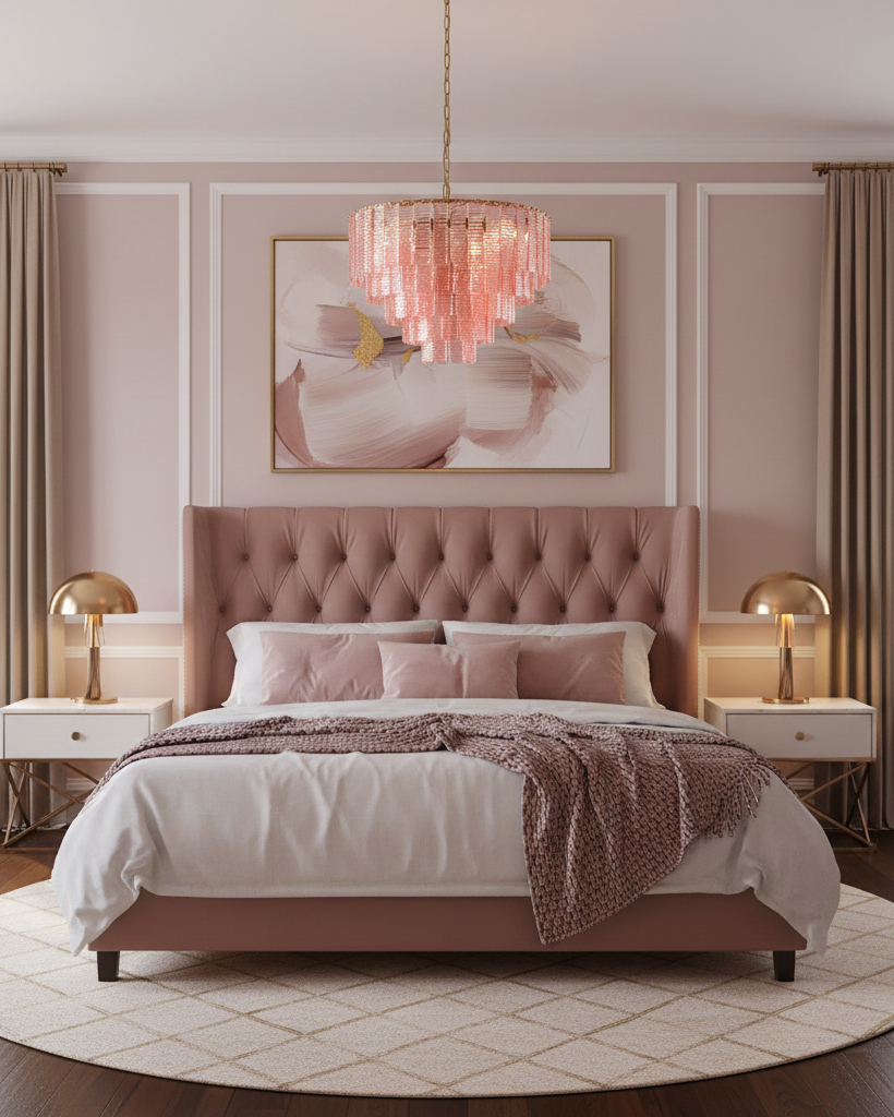 Lustrava Romantic Pink Glass Cascade Chandelier