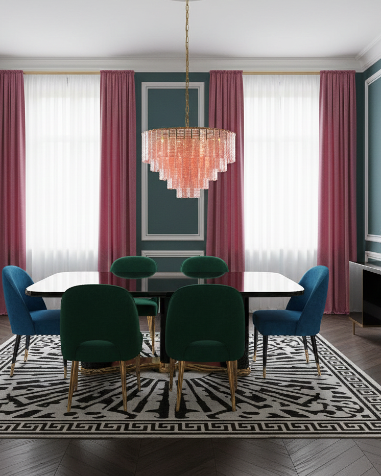 Lustrava Romantic Pink Glass Cascade Chandelier