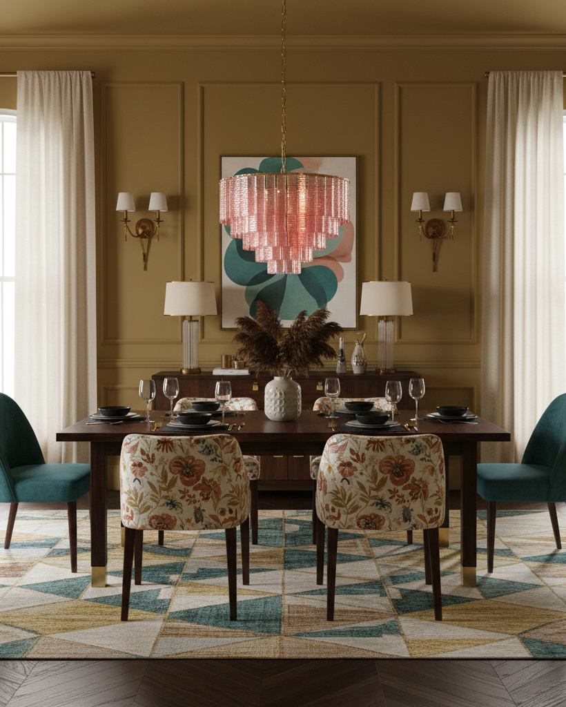 Lustrava Romantic Pink Glass Cascade Chandelier