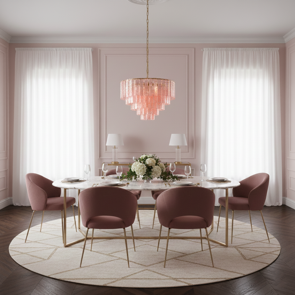 Lustrava Romantic Pink Glass Cascade Chandelier