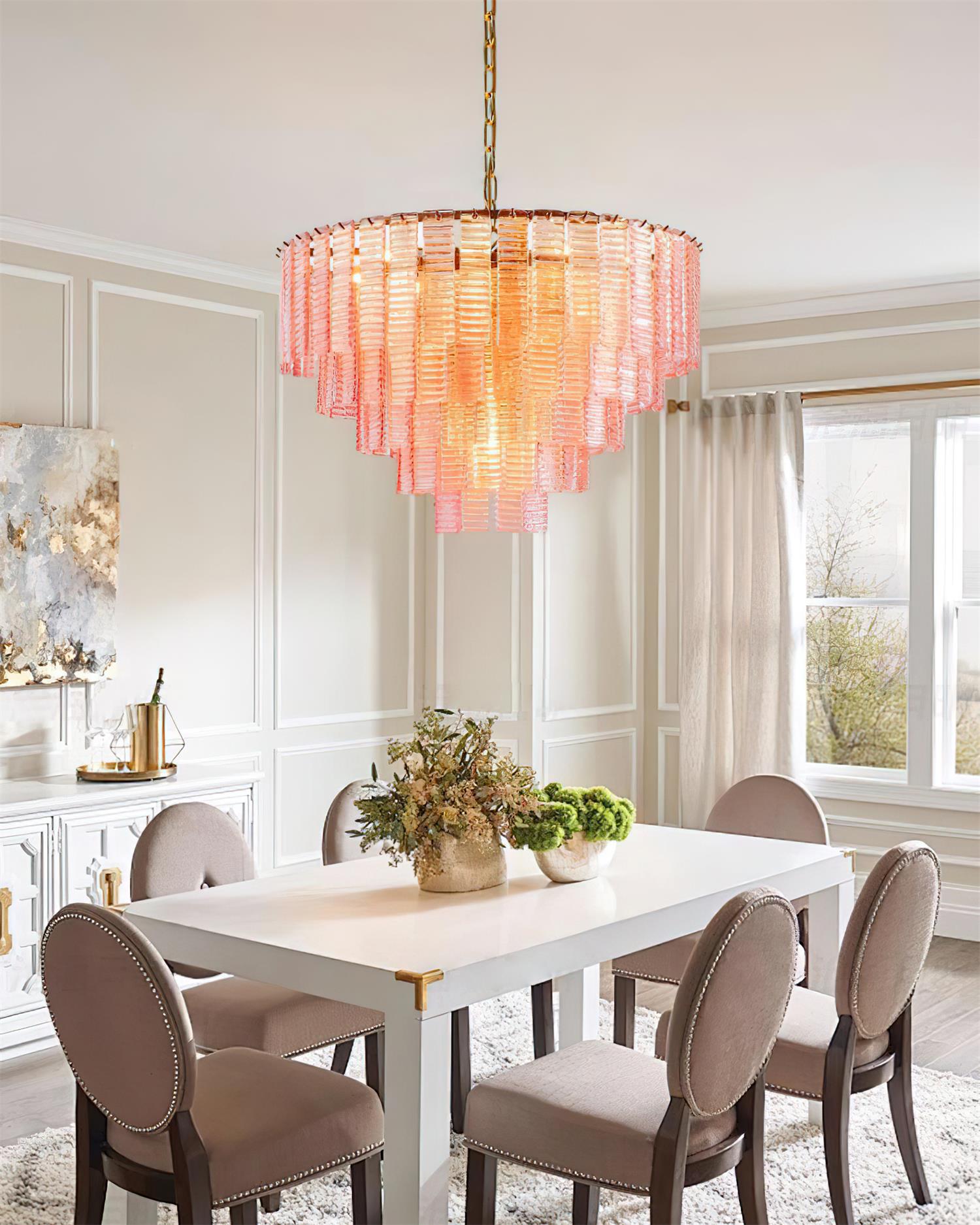 Lustrava Romantic Pink Glass Cascade Chandelier