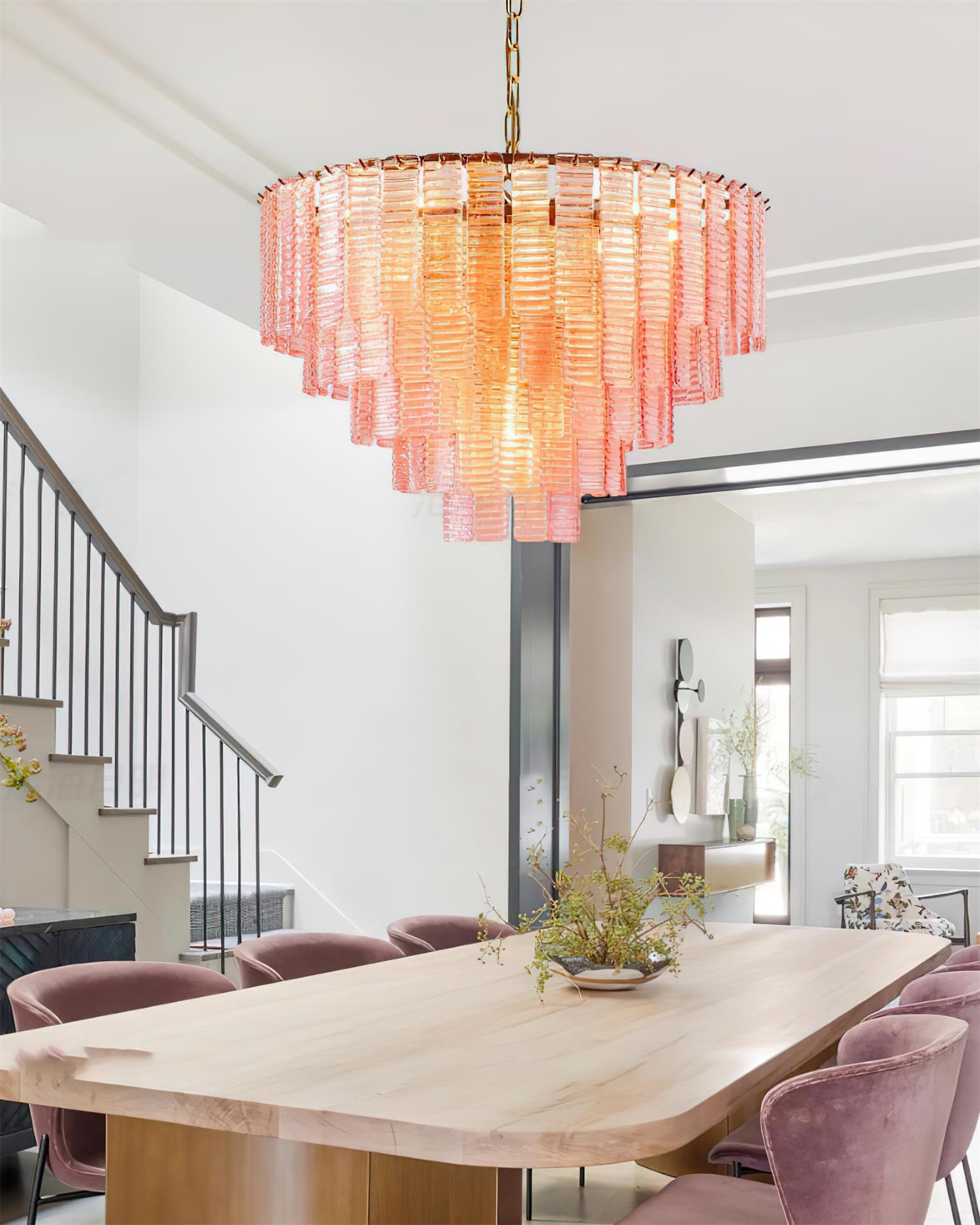 Lustrava Romantic Pink Glass Cascade Chandelier
