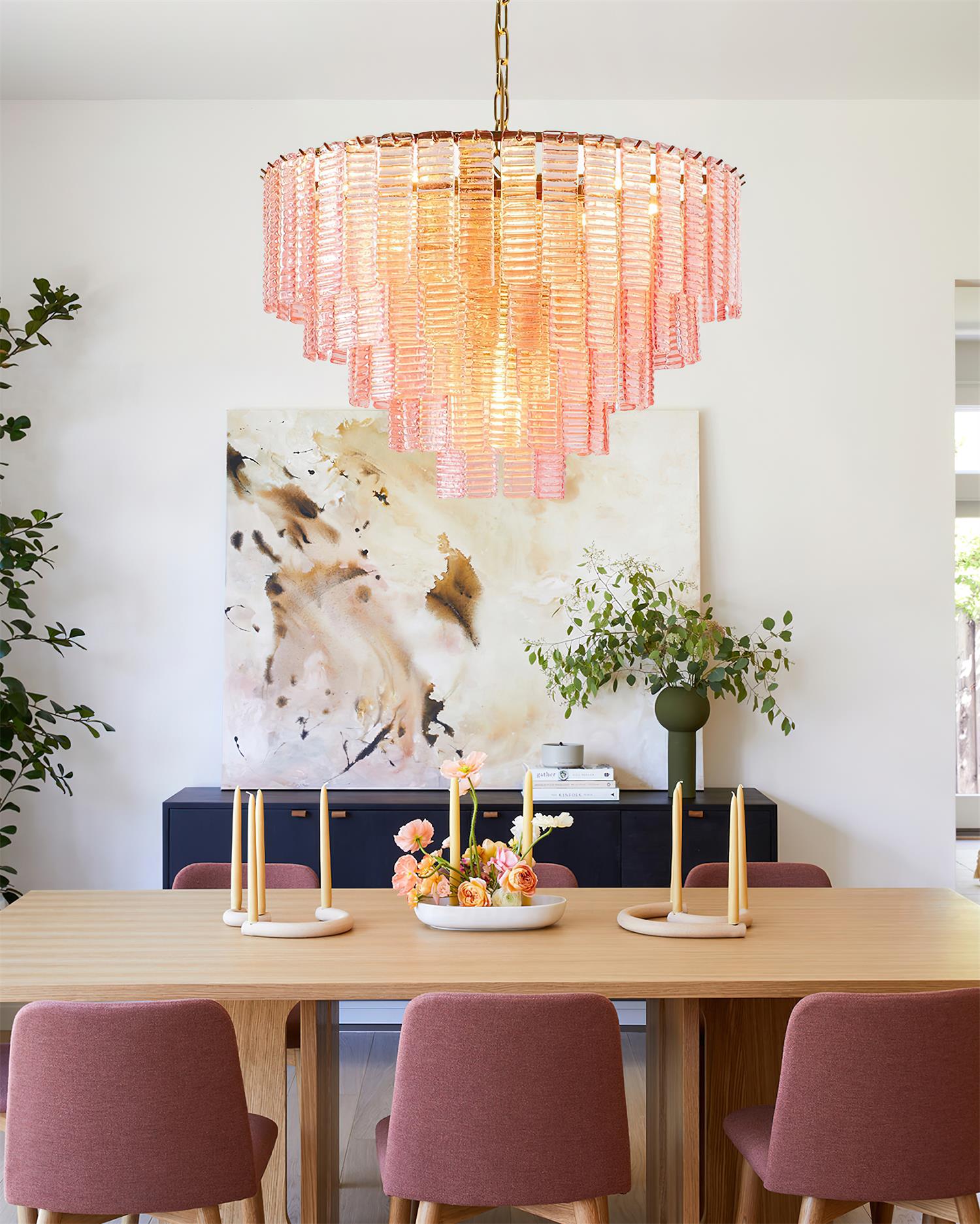 Lustrava Romantic Pink Glass Cascade Chandelier