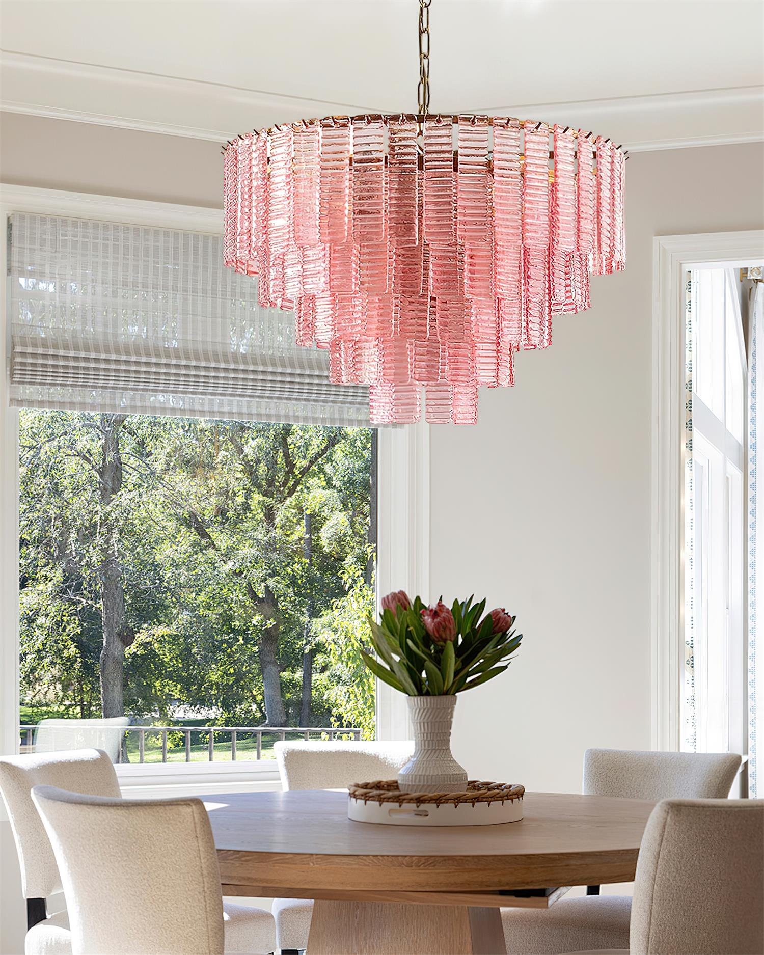 Lustrava Romantic Pink Glass Cascade Chandelier
