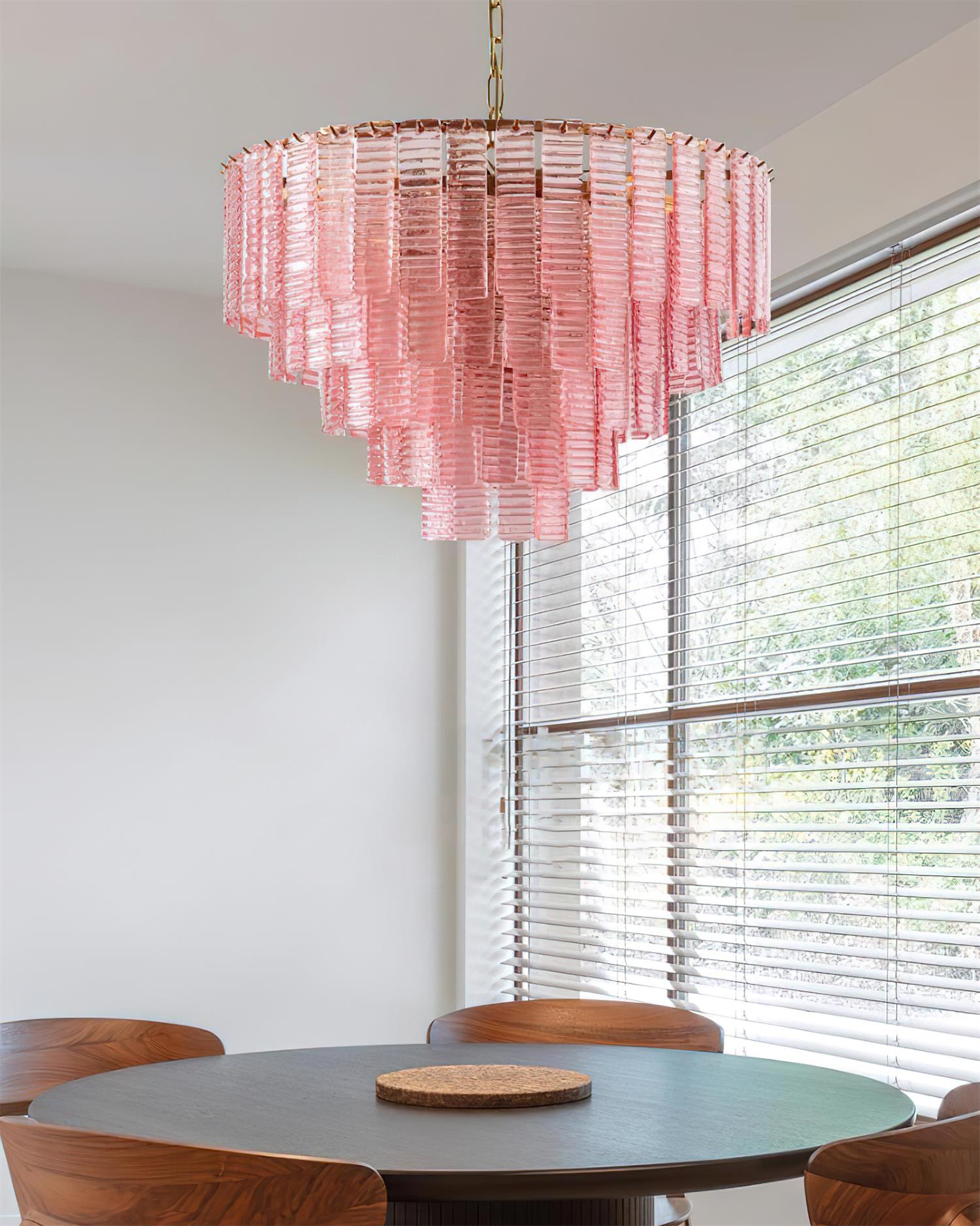 Lustrava Romantic Pink Glass Cascade Chandelier