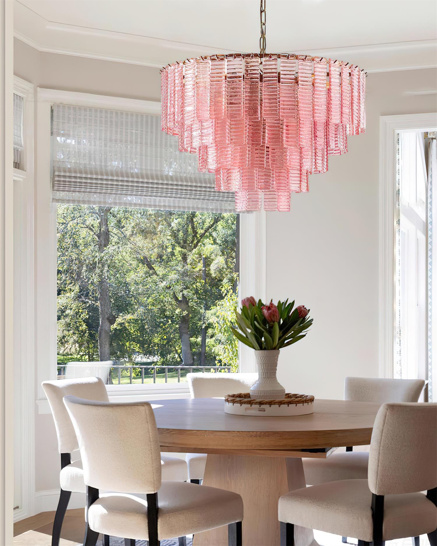 Lustrava Romantic Pink Glass Cascade Chandelier