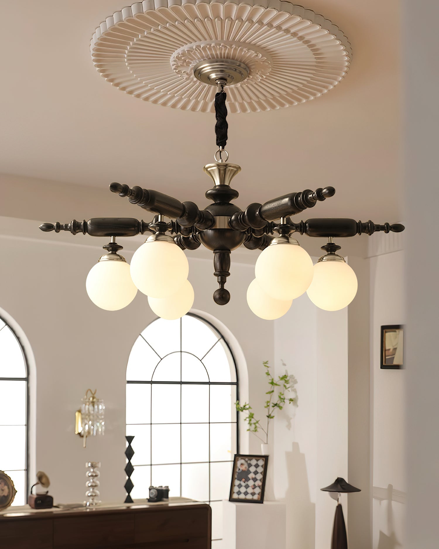 Olvenir Rustic Wood Glass Chandelier - Blowlighting
