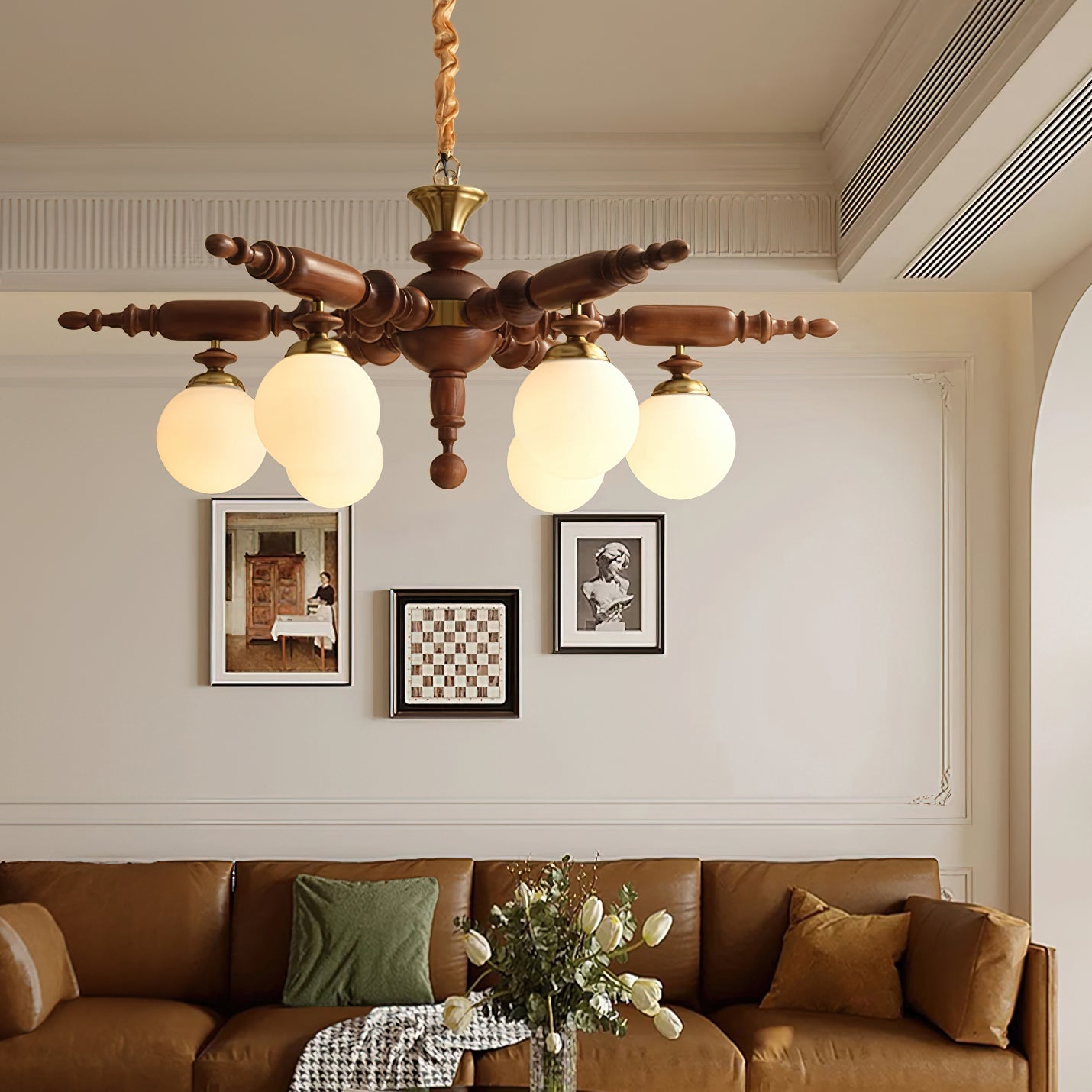 Olvenir Rustic Wood Glass Chandelier - Blowlighting