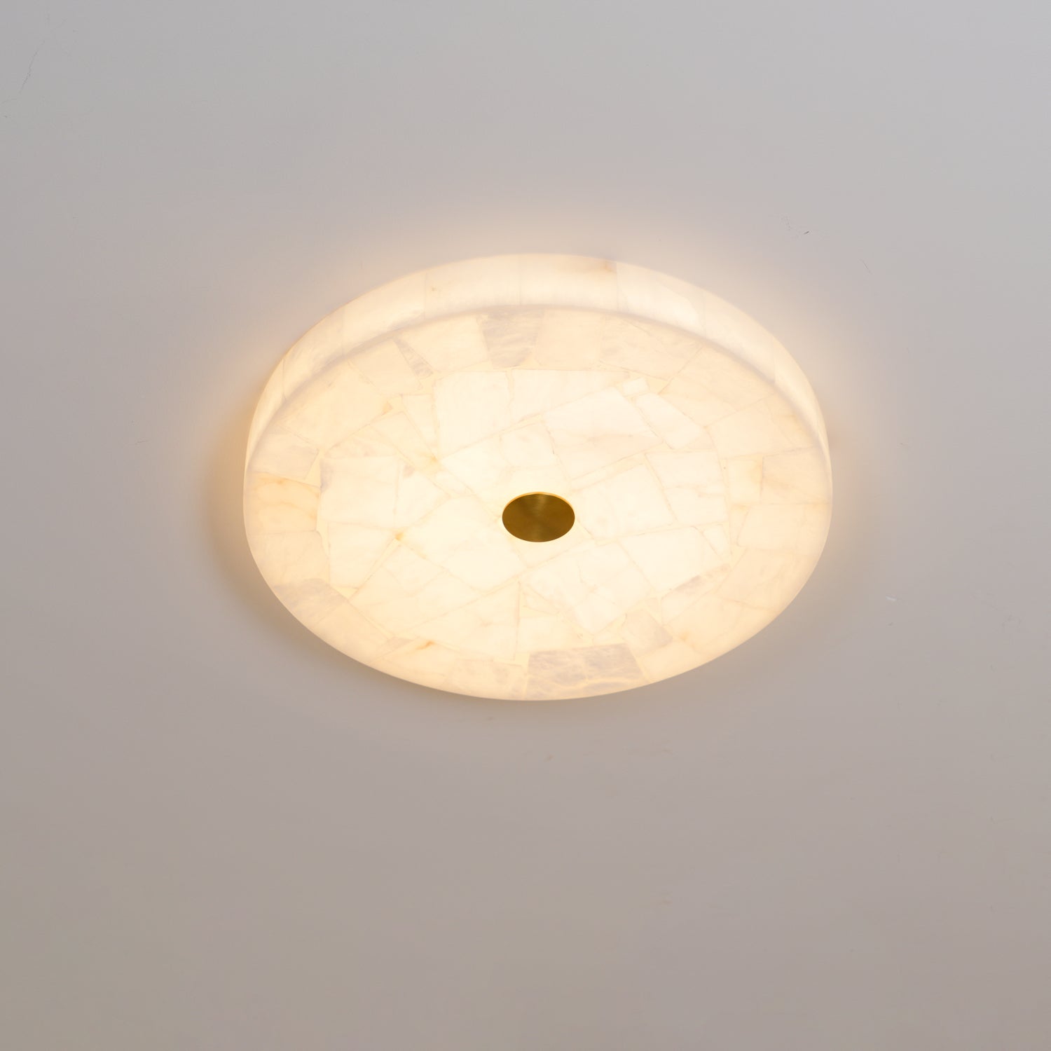 Ciphayra Minimalist Alabaster Round Flushmount - Blowlighting