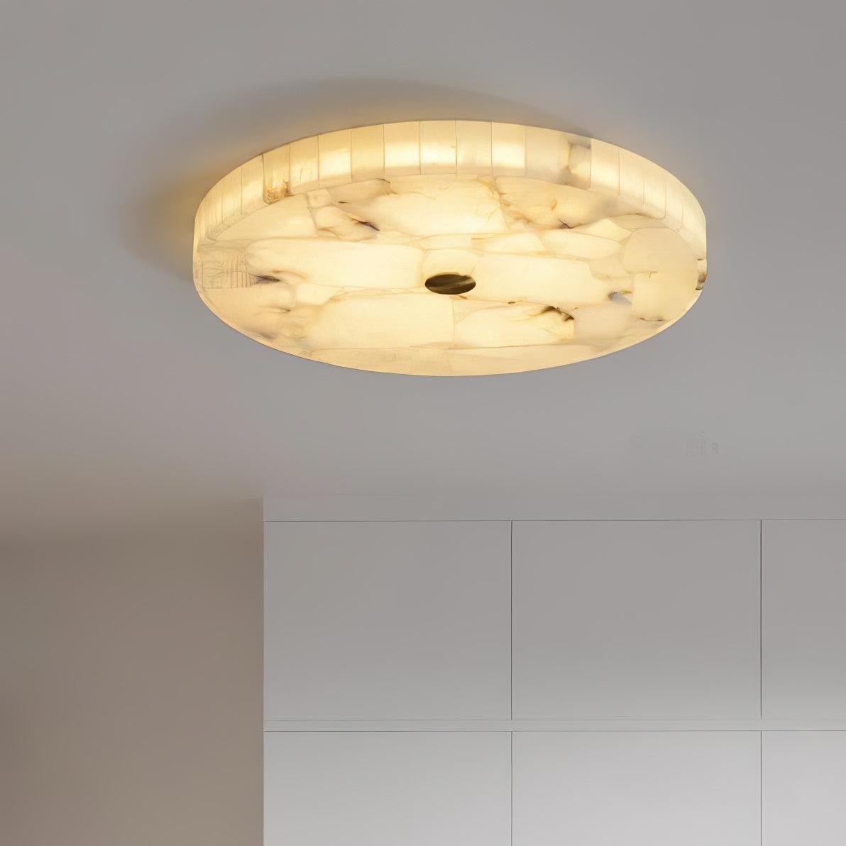 Ciphayra Minimalist Alabaster Round Flushmount - Blowlighting