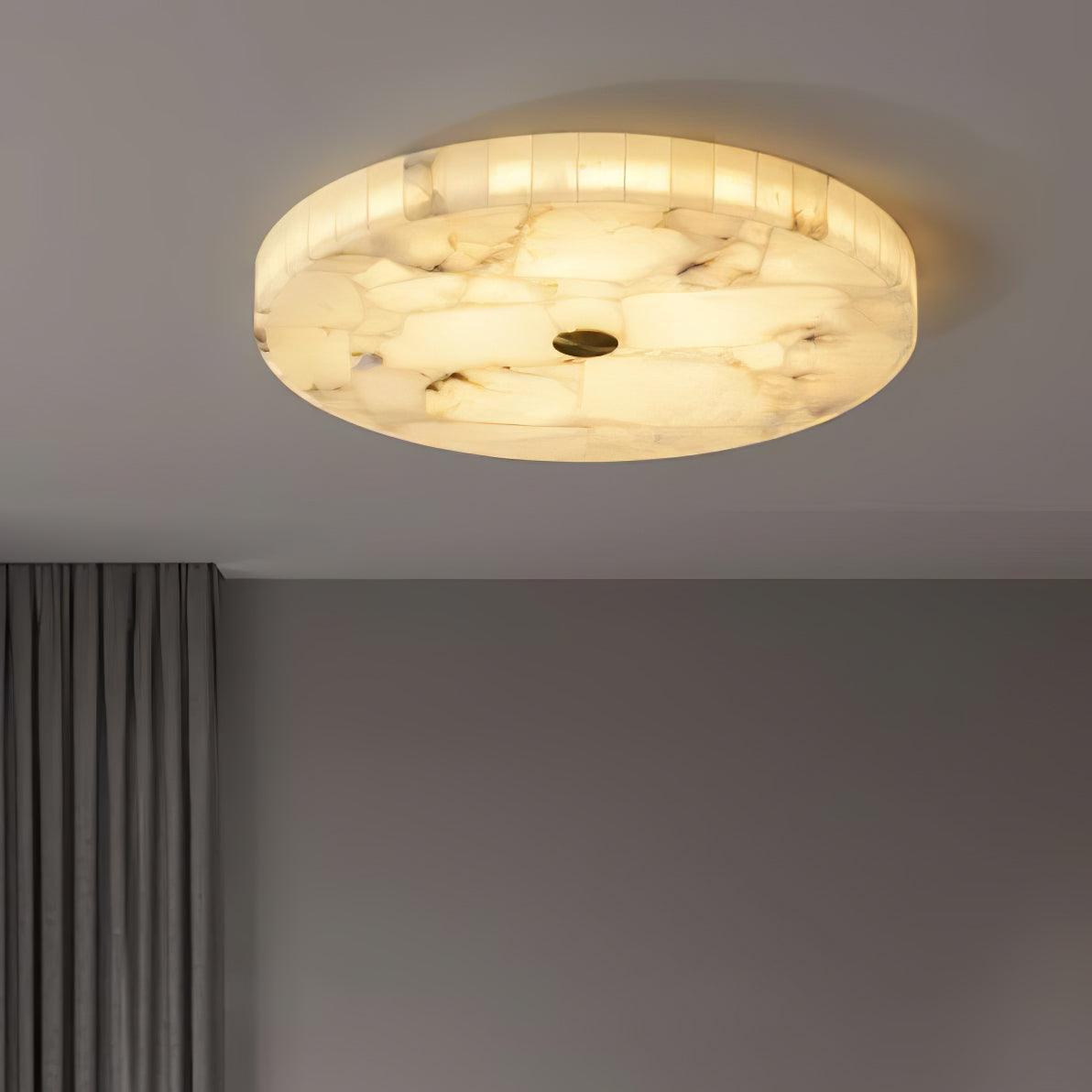 Ciphayra Minimalist Alabaster Round Flushmount - Blowlighting