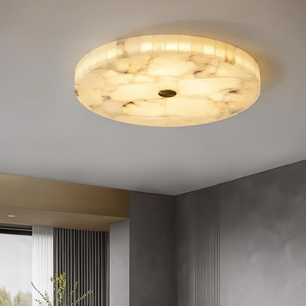 Ciphayra Minimalist Alabaster Round Flushmount - Blowlighting