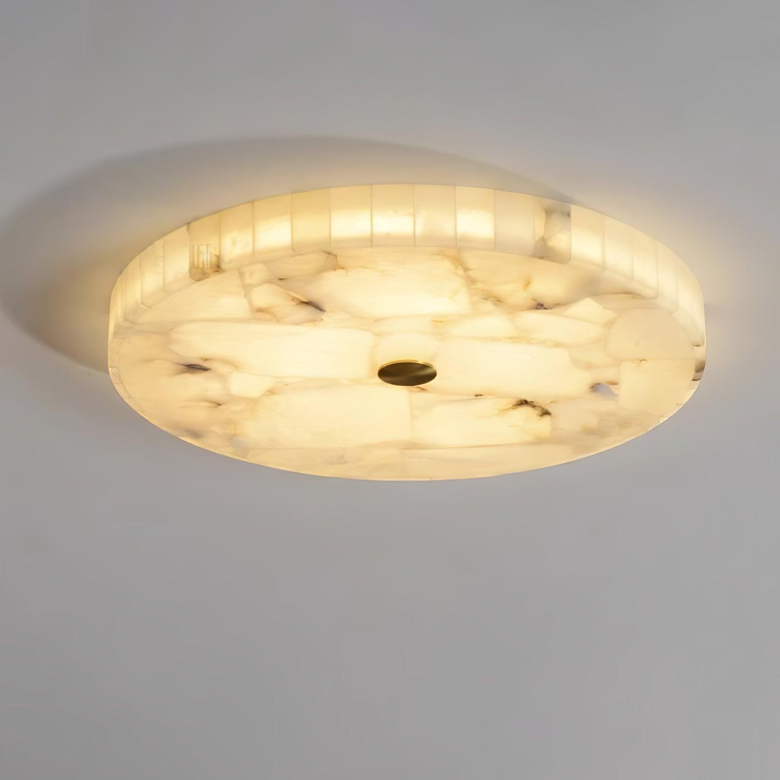 Ciphayra Minimalist Alabaster Round Flushmount - Blowlighting
