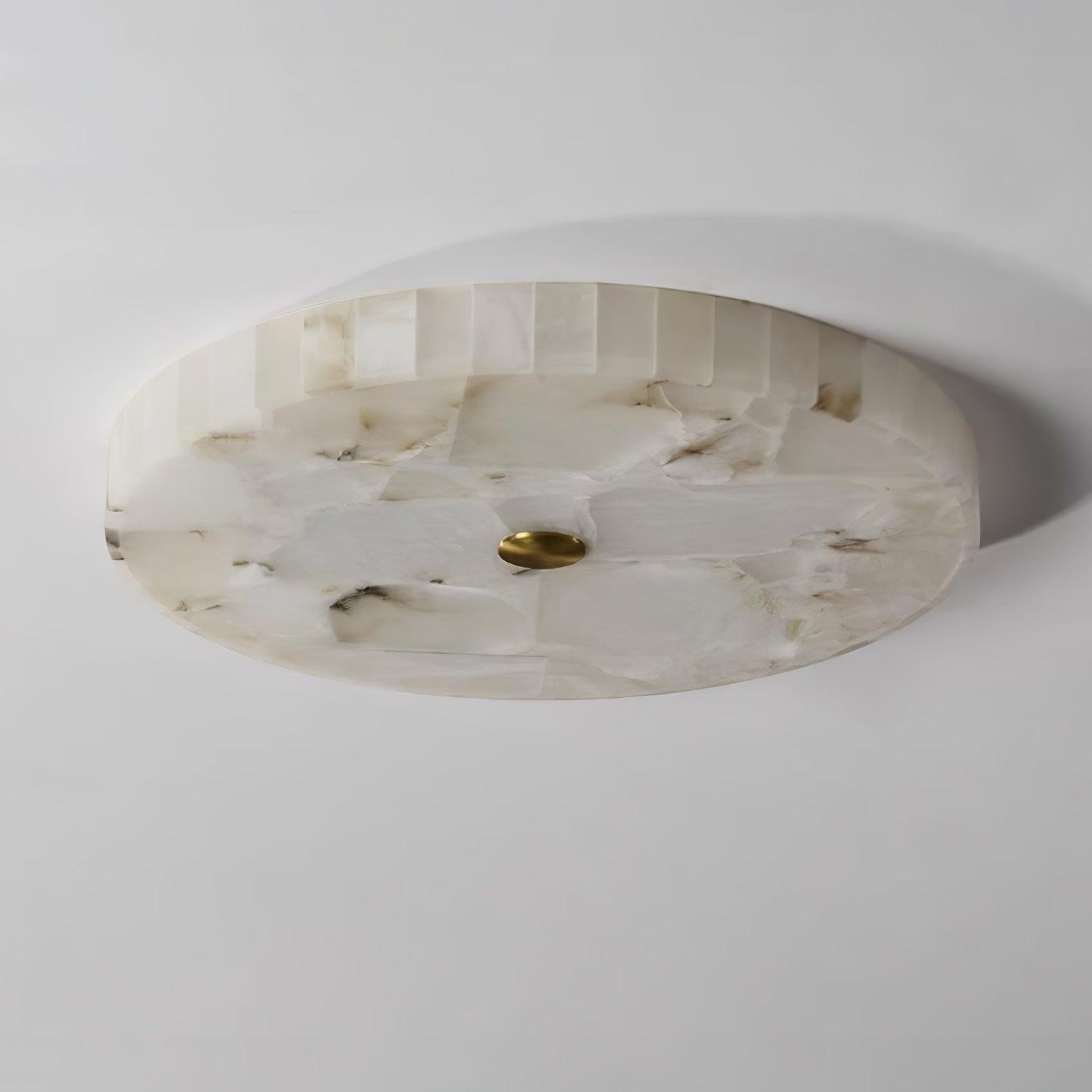 Ciphayra Minimalist Alabaster Round Flushmount - Blowlighting