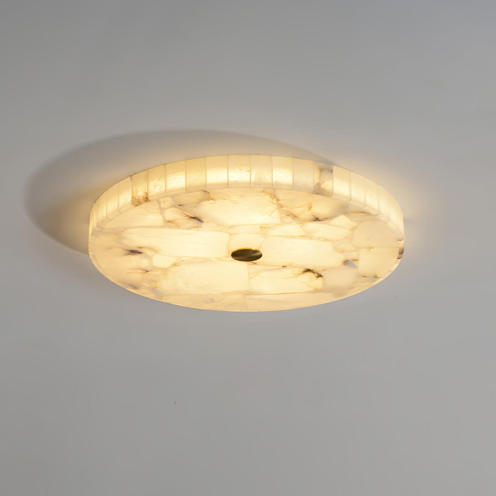 Ciphayra Minimalist Alabaster Round Flushmount - Blowlighting