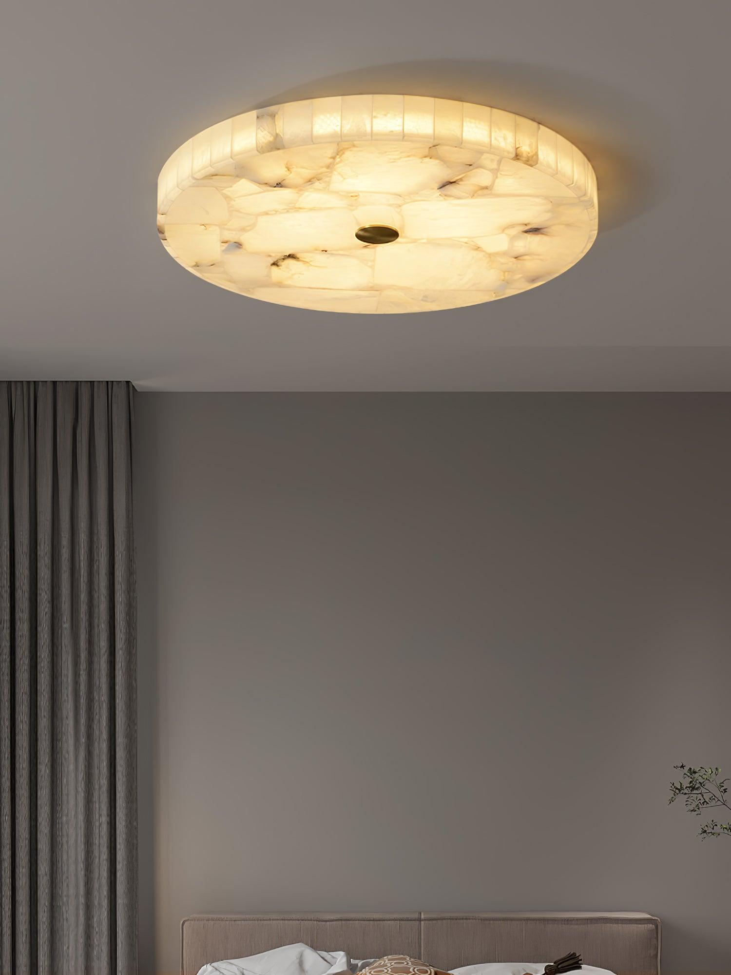 Ciphayra Minimalist Alabaster Round Flushmount - Blowlighting
