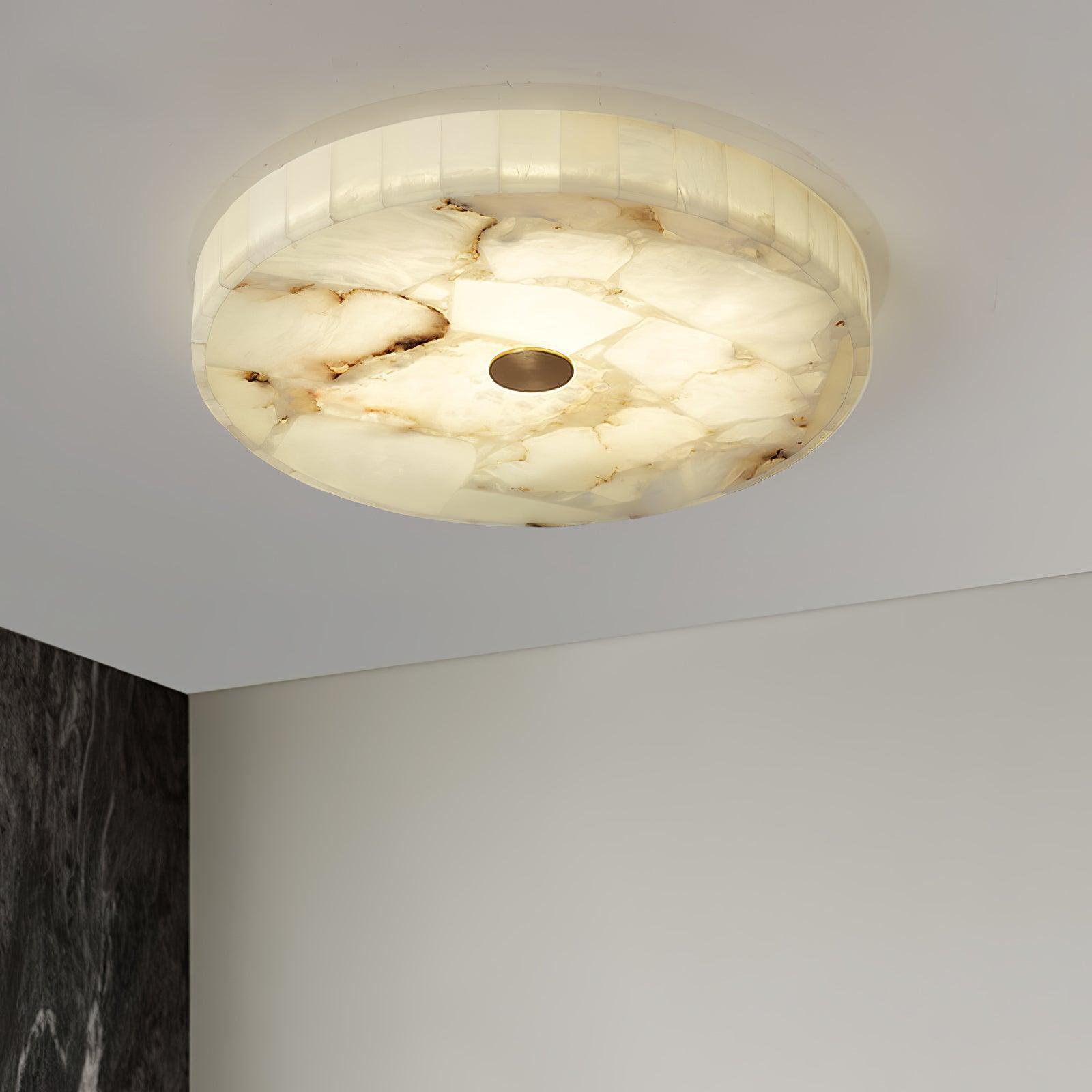 Ciphayra Minimalist Alabaster Round Flushmount - Blowlighting