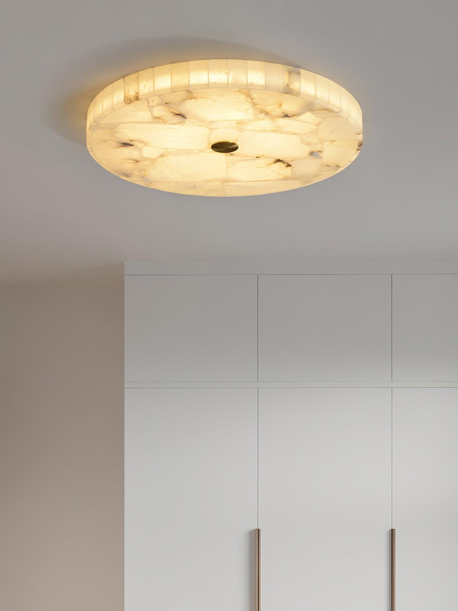 Ciphayra Minimalist Alabaster Round Flushmount - Blowlighting