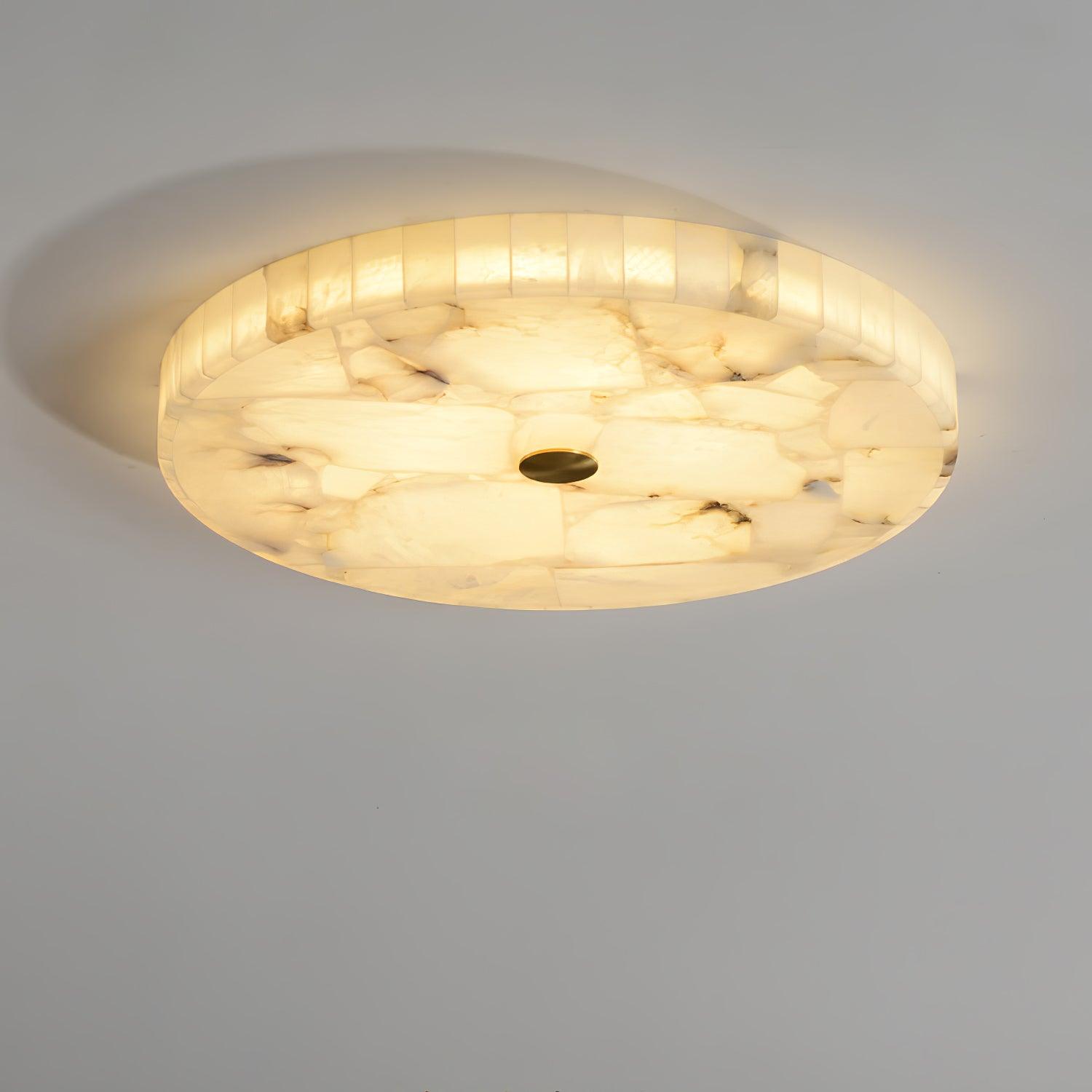 Ciphayra Minimalist Alabaster Round Flushmount - Blowlighting