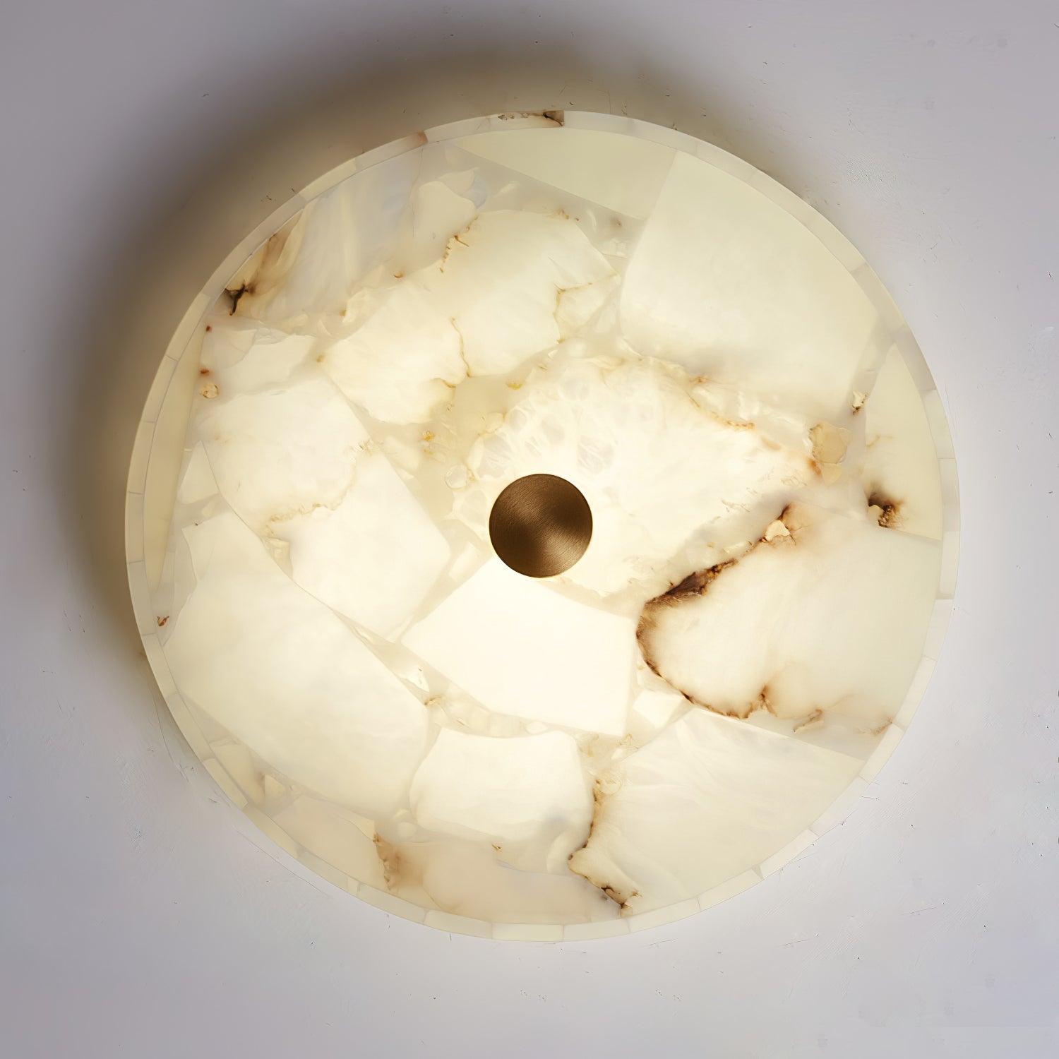 Ciphayra Minimalist Alabaster Round Flushmount - Blowlighting