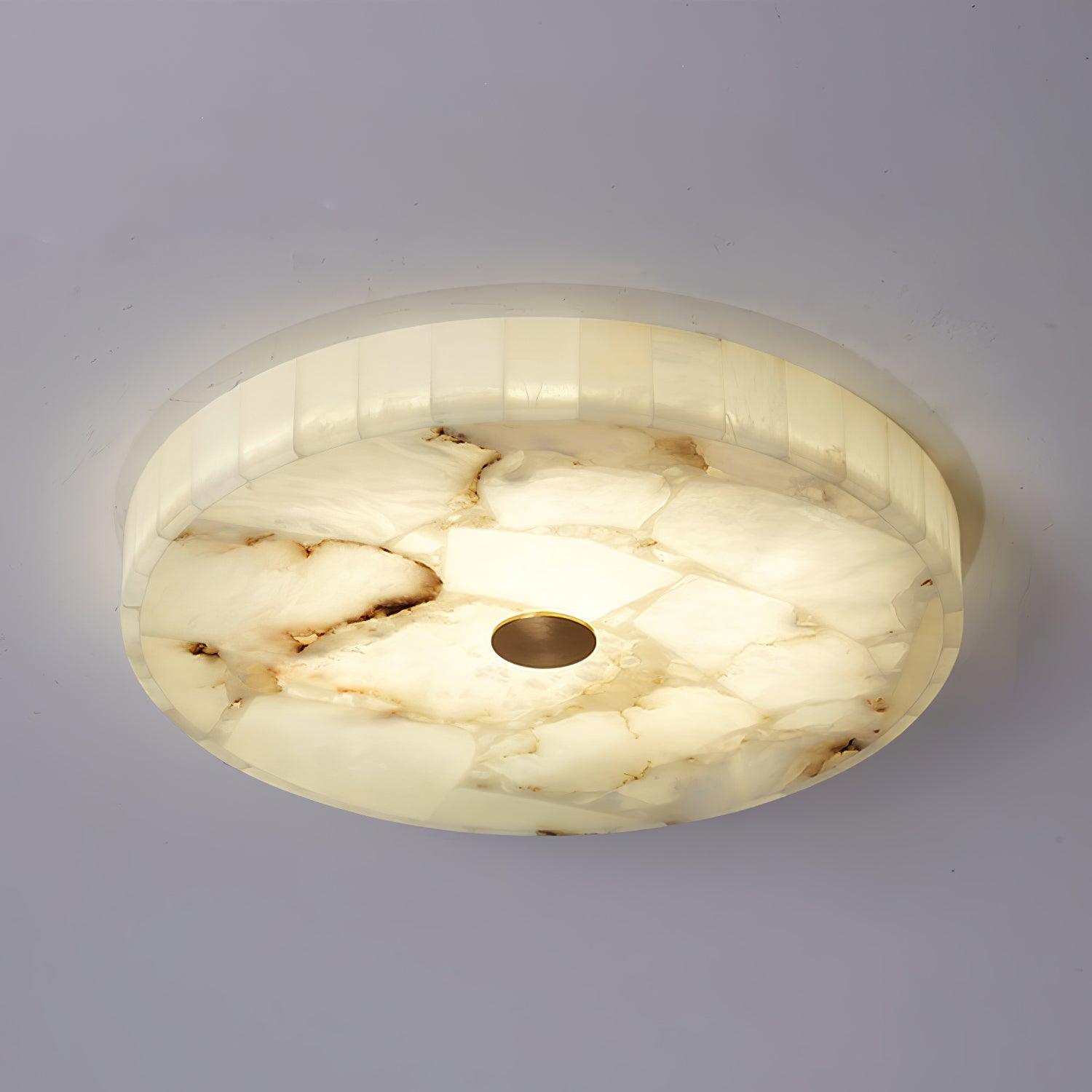 Ciphayra Minimalist Alabaster Round Flushmount - Blowlighting