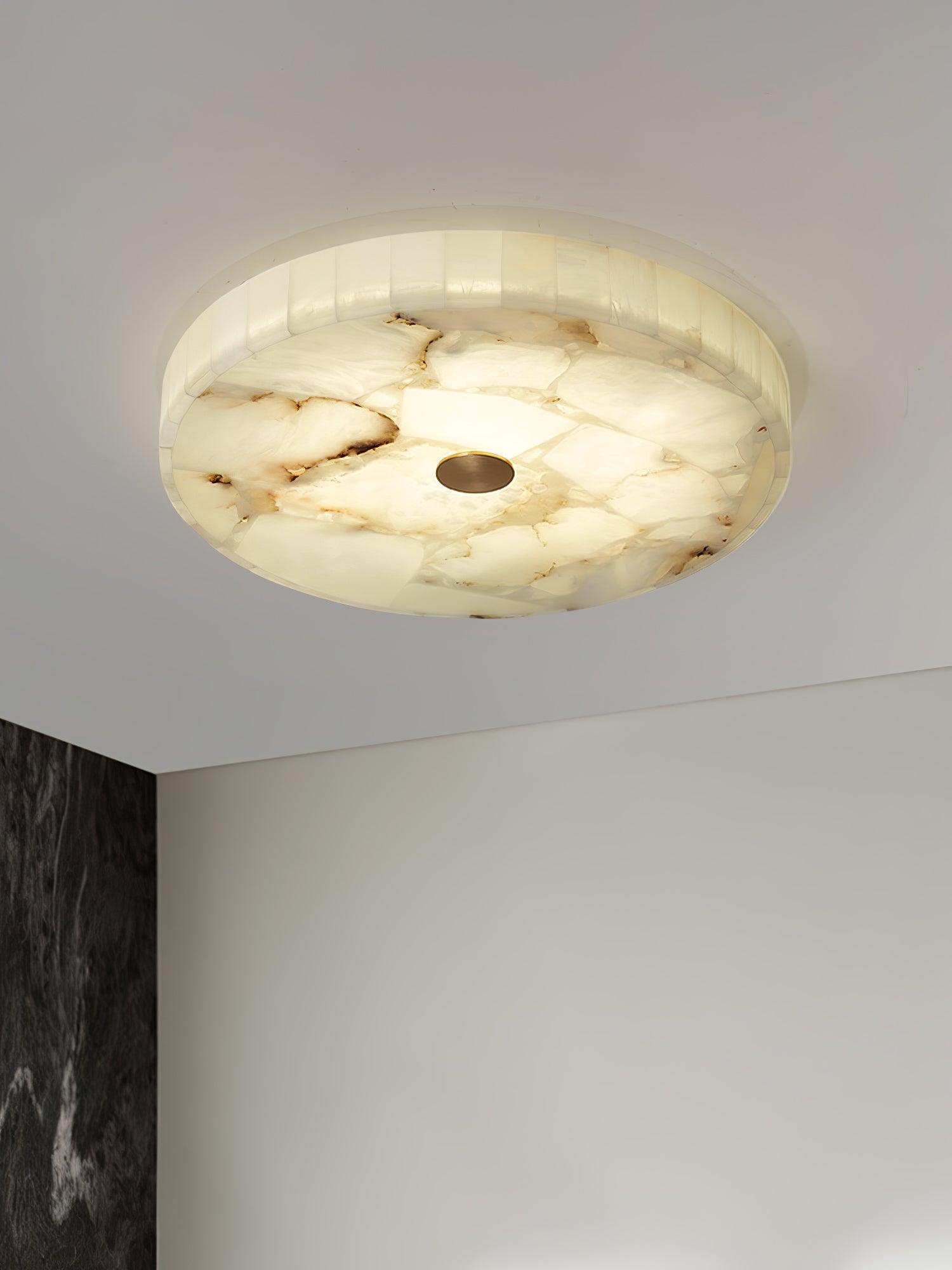 Ciphayra Minimalist Alabaster Round Flushmount - Blowlighting